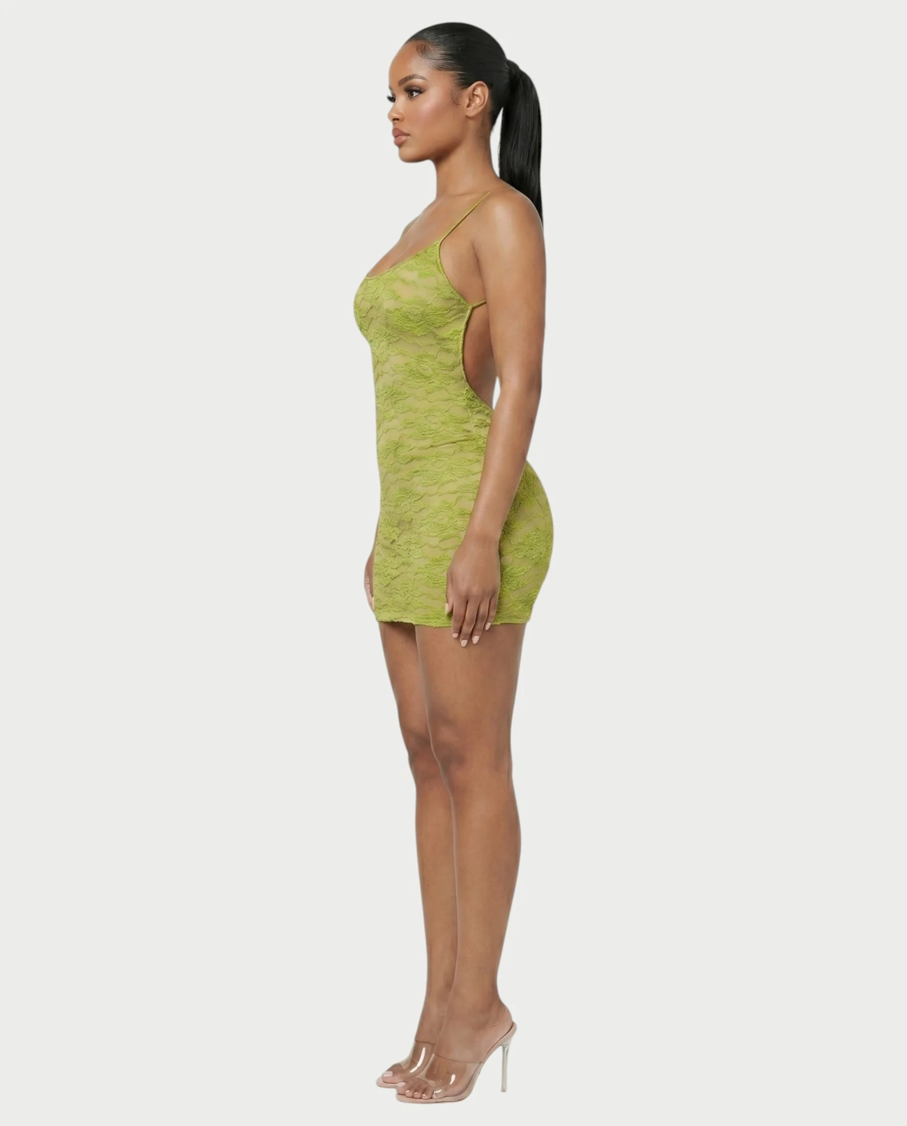 YOLINA Lace Open-Back Bodycon Mini Dress - Image 3
