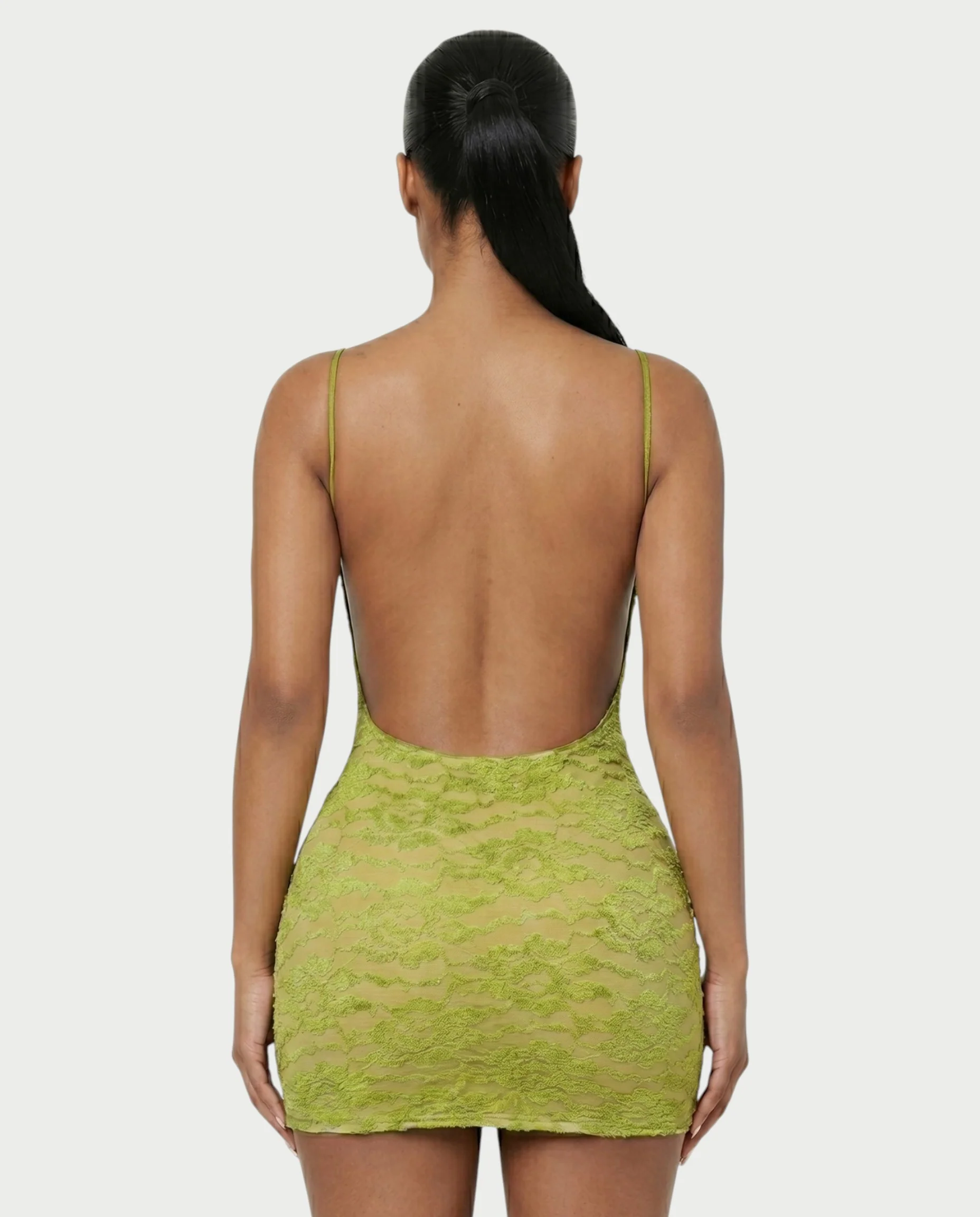 YOLINA Lace Open-Back Bodycon Mini Dress - Image 5