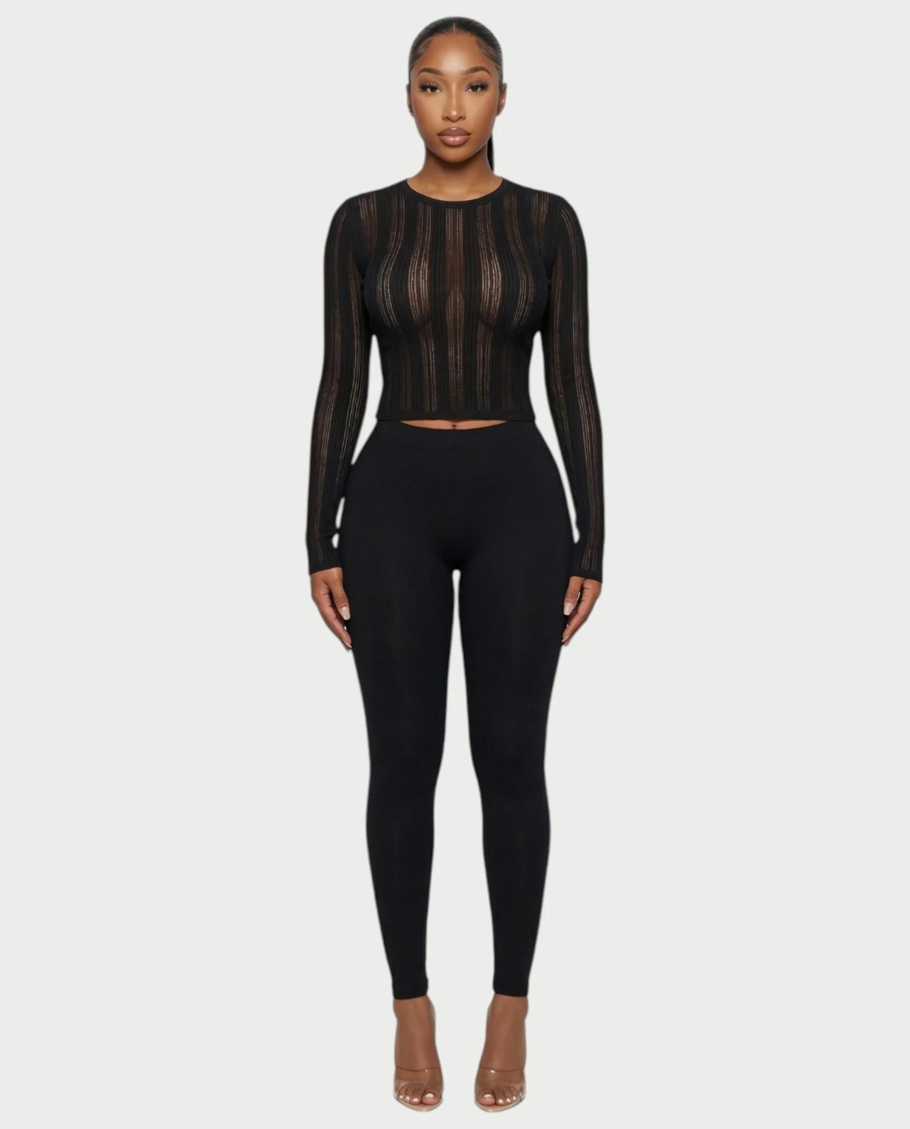 ZADIE Sheer Ribbed Knit Long Sleeve Top - Image 4