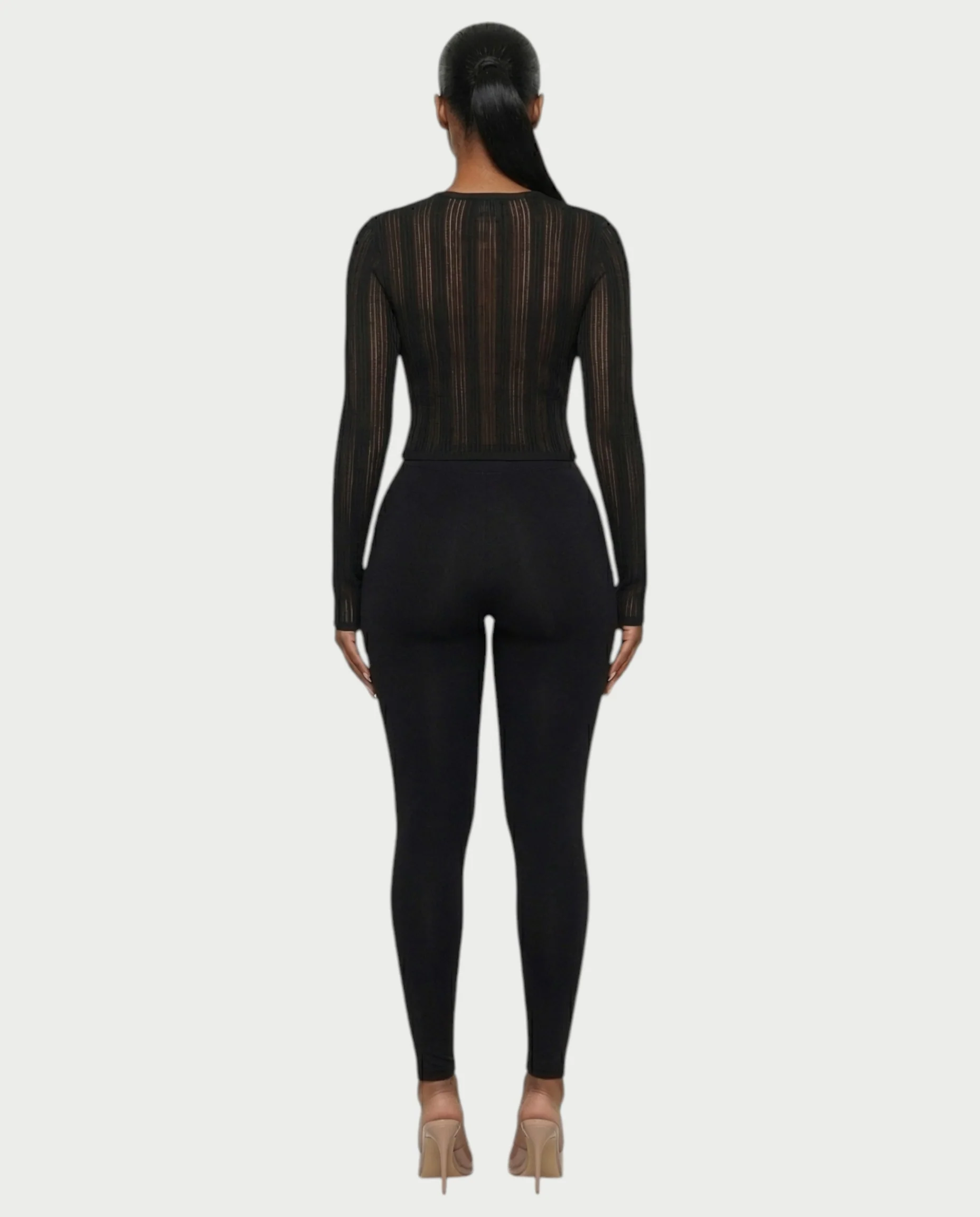 ZADIE Sheer Ribbed Knit Long Sleeve Top - Image 5