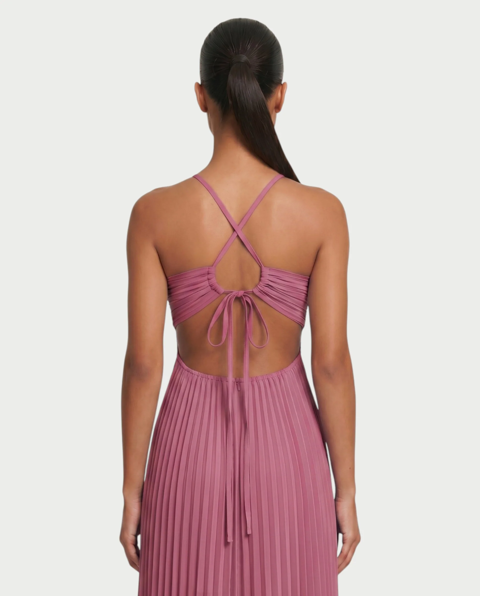 ZAFIEL Ruched Pleated Halter Maxi Dress - Image 10