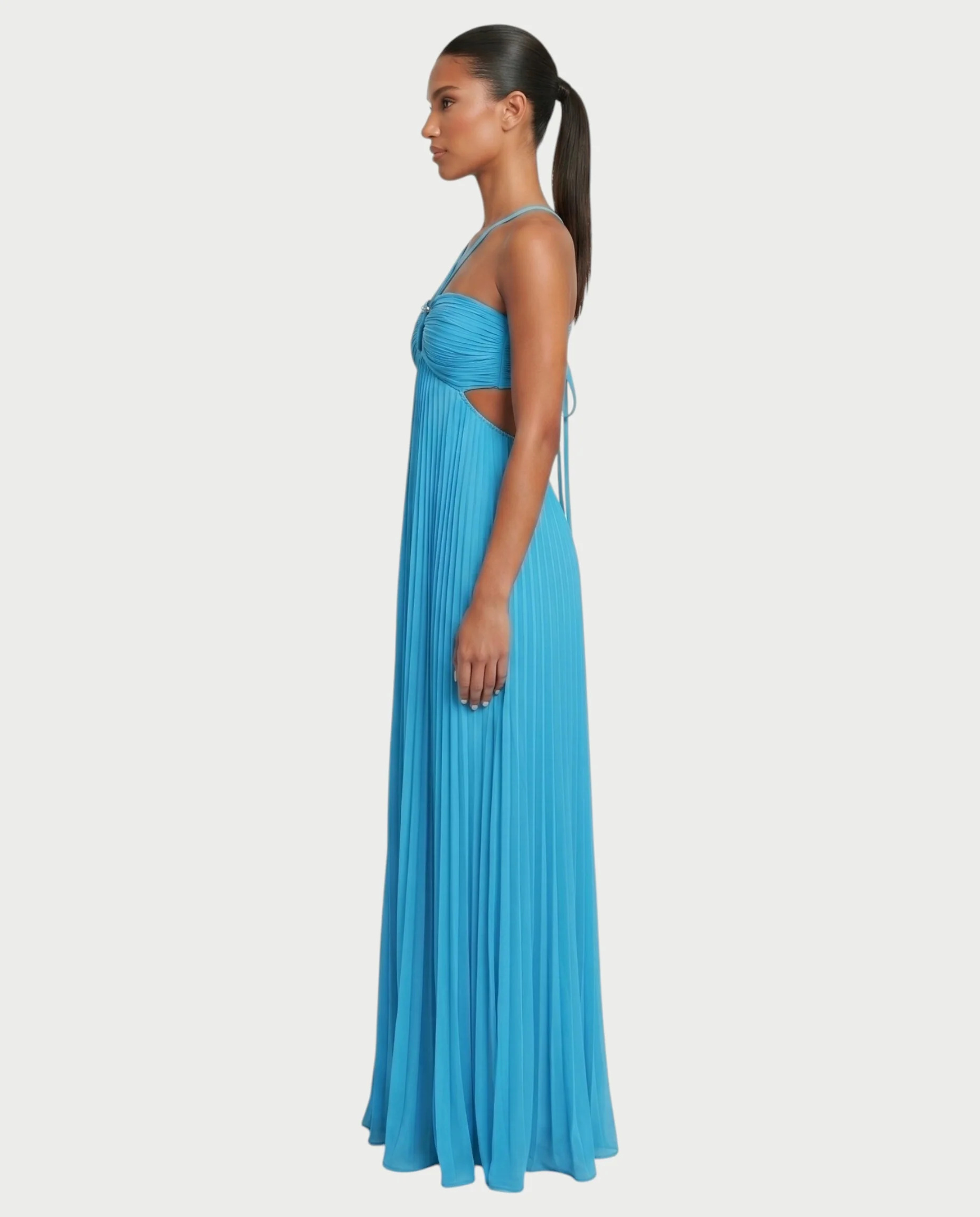 ZAFIEL Ruched Pleated Halter Maxi Dress - Image 13