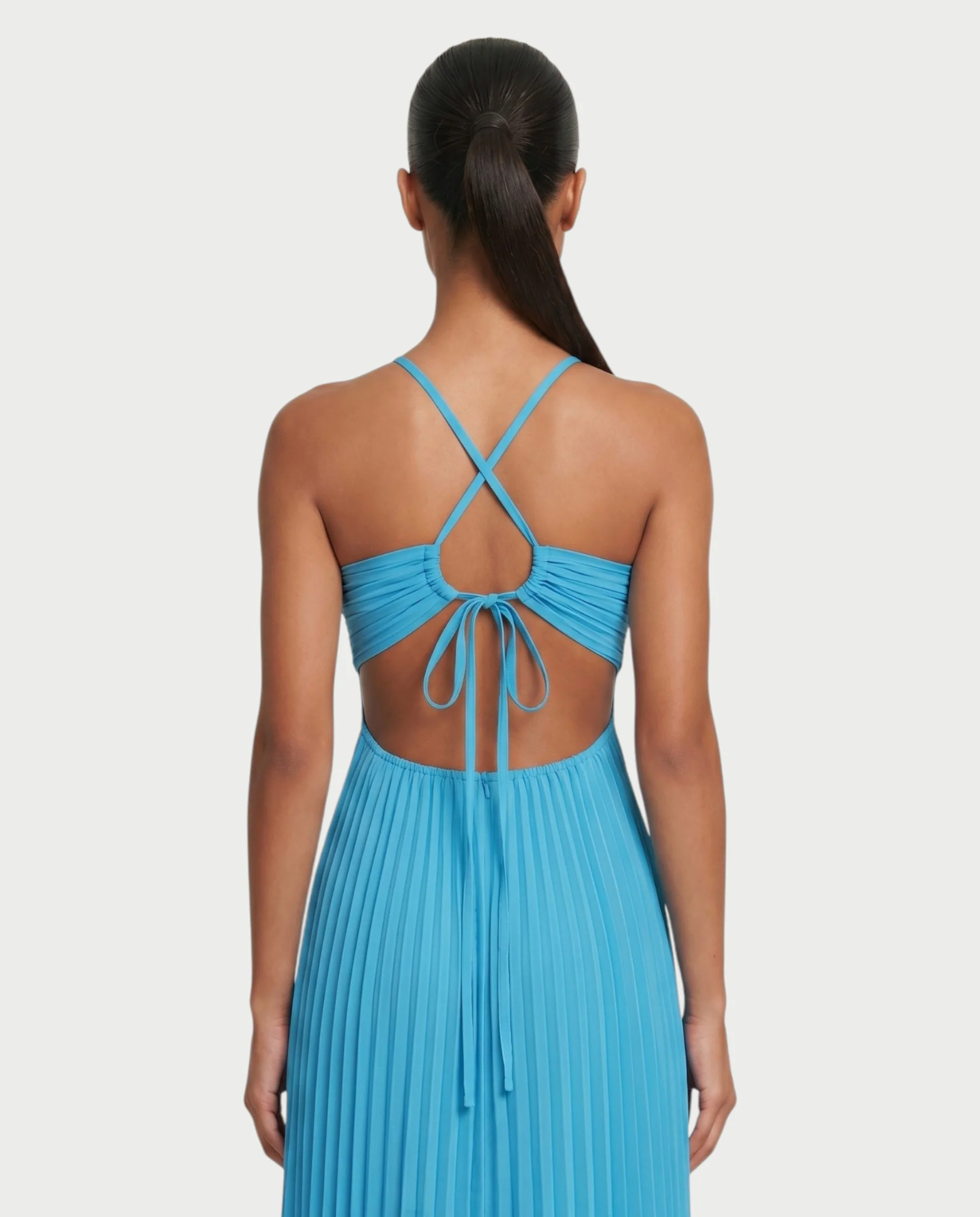 ZAFIEL Ruched Pleated Halter Maxi Dress - Image 15