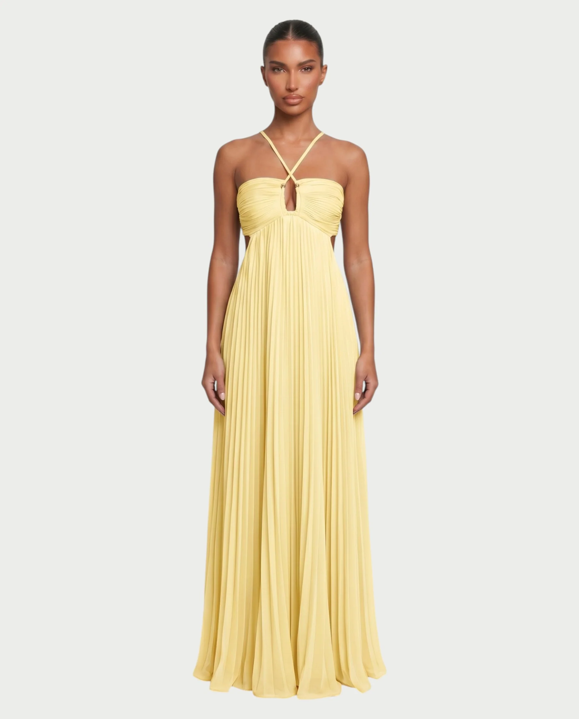 ZAFIEL Ruched Pleated Halter Maxi Dress - Image 16