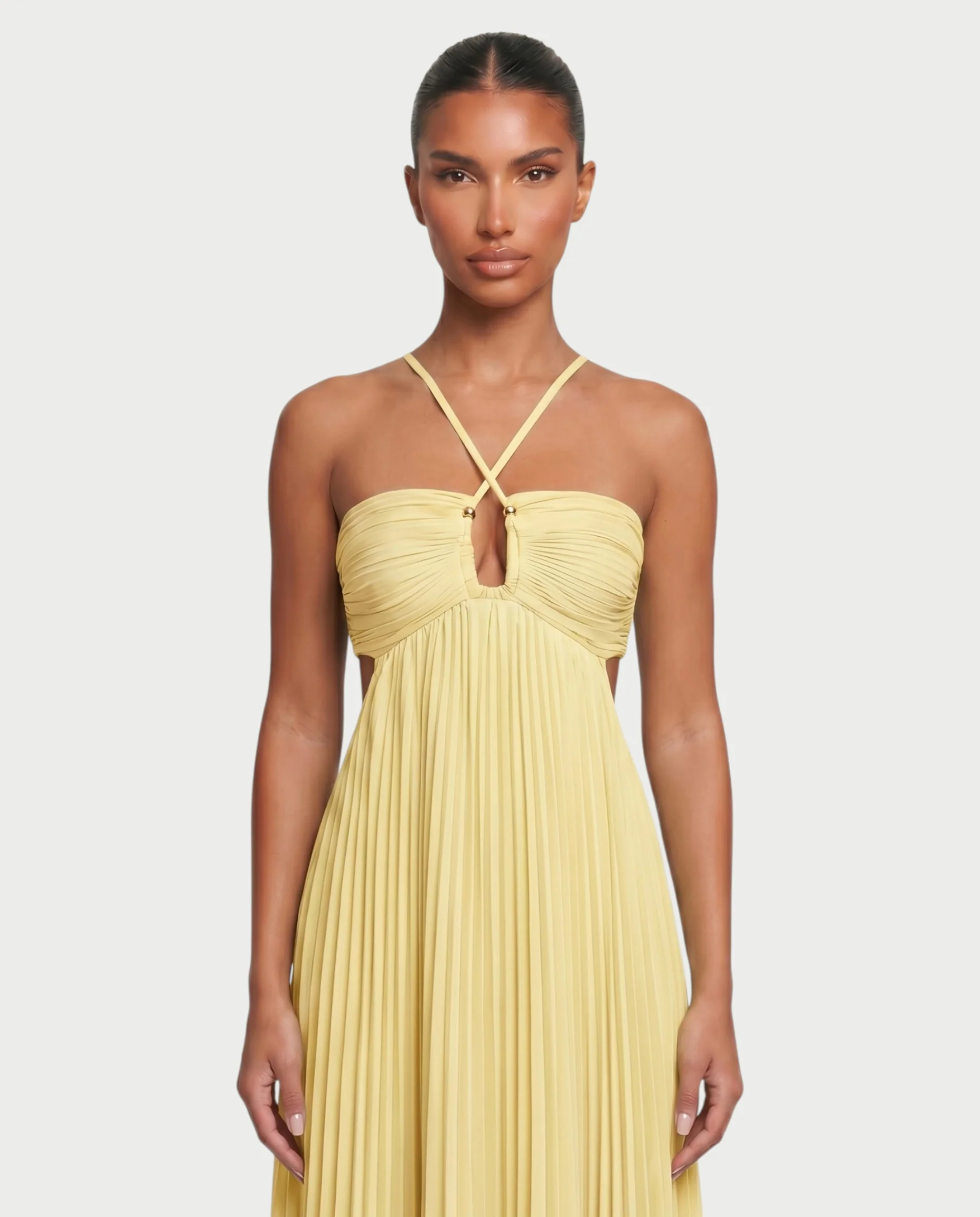 ZAFIEL Ruched Pleated Halter Maxi Dress - Image 19