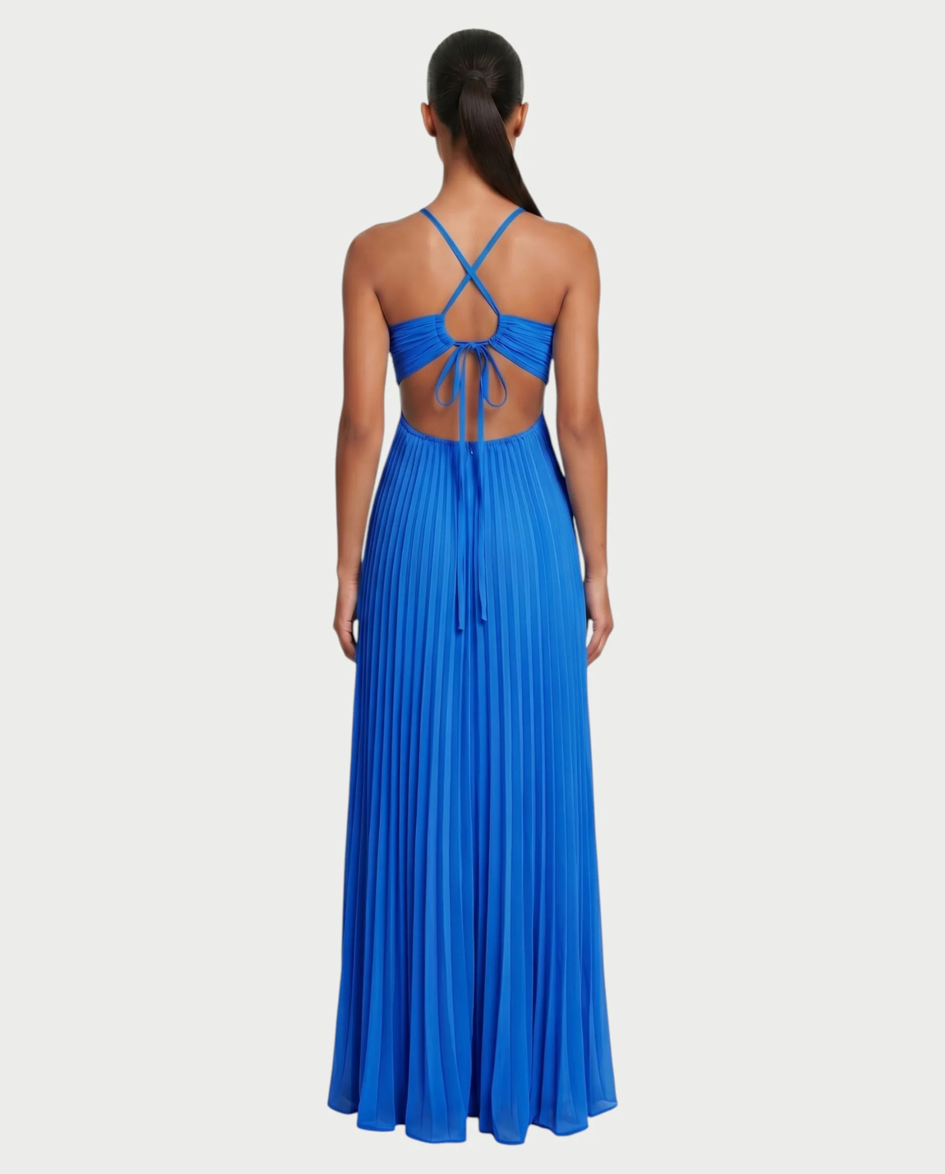 ZAFIEL Ruched Pleated Halter Maxi Dress - Image 22