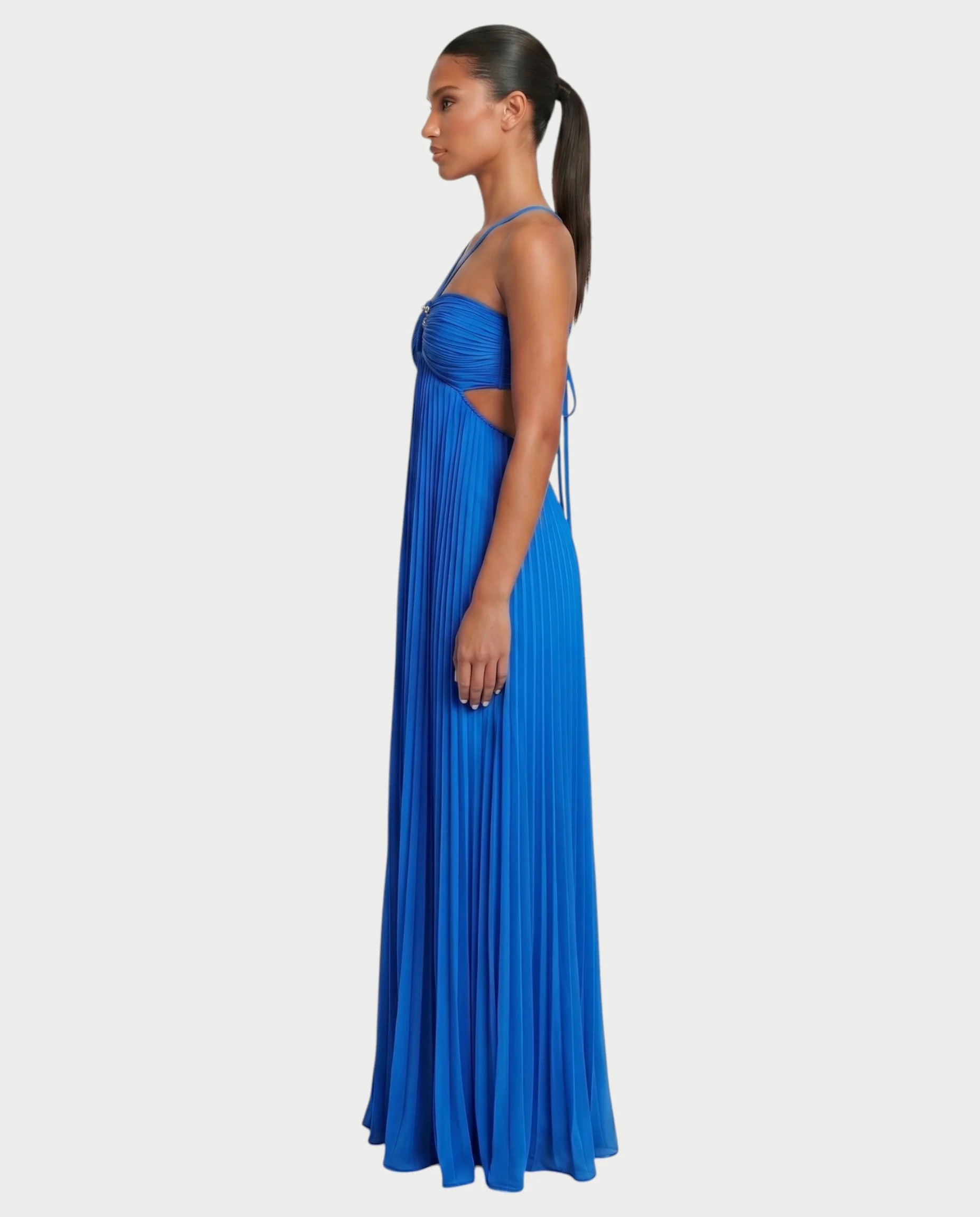 ZAFIEL Ruched Pleated Halter Maxi Dress - Image 23