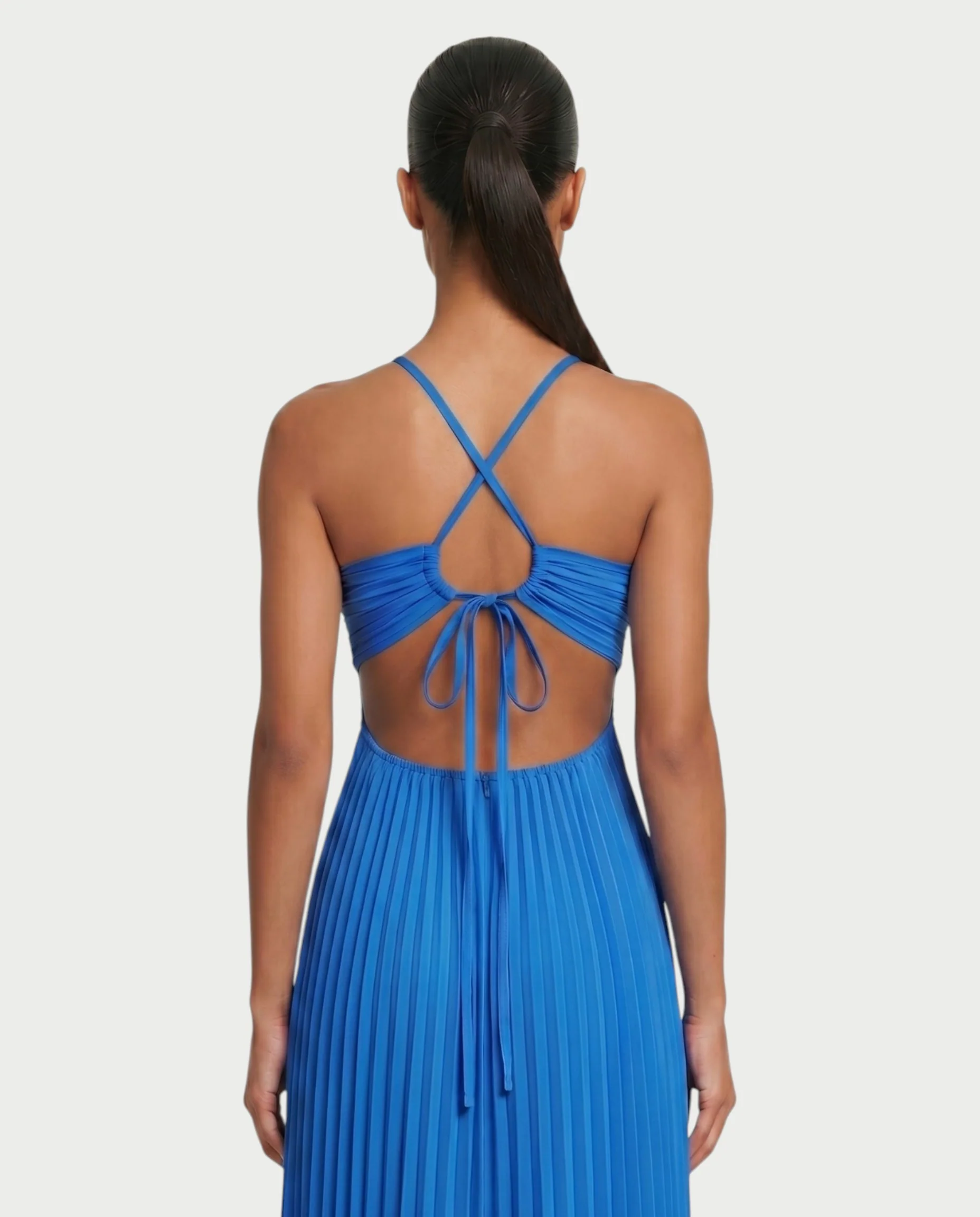 ZAFIEL Ruched Pleated Halter Maxi Dress - Image 25