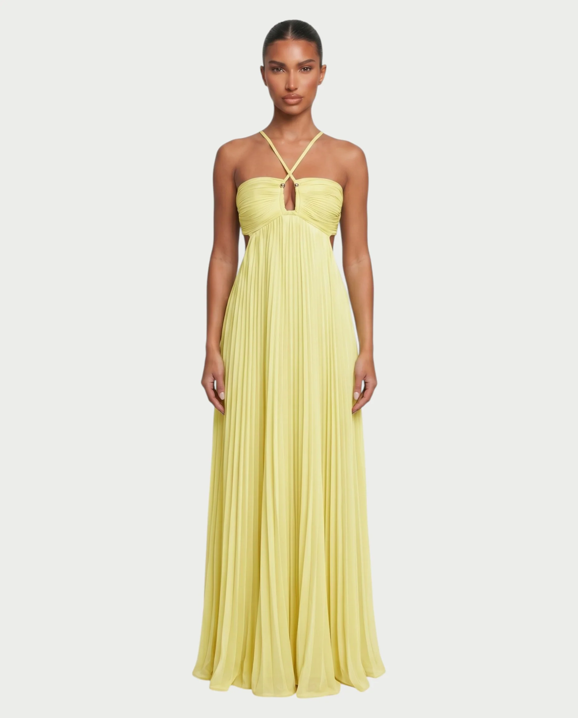 ZAFIEL Ruched Pleated Halter Maxi Dress - Image 26