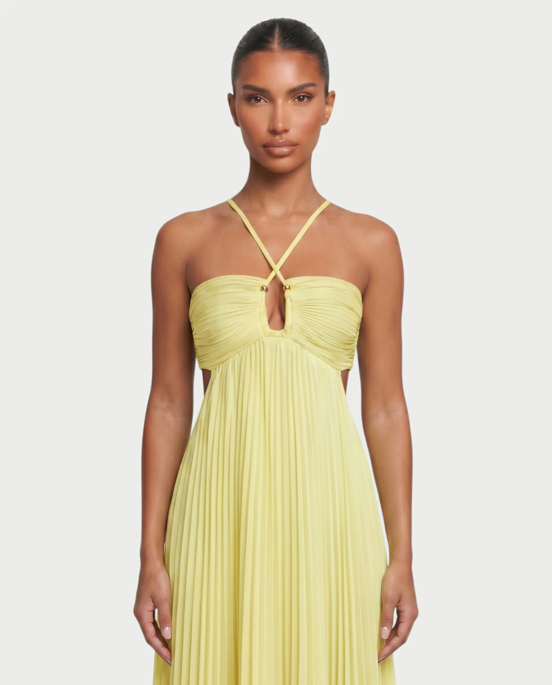 ZAFIEL Ruched Pleated Halter Maxi Dress - Image 29