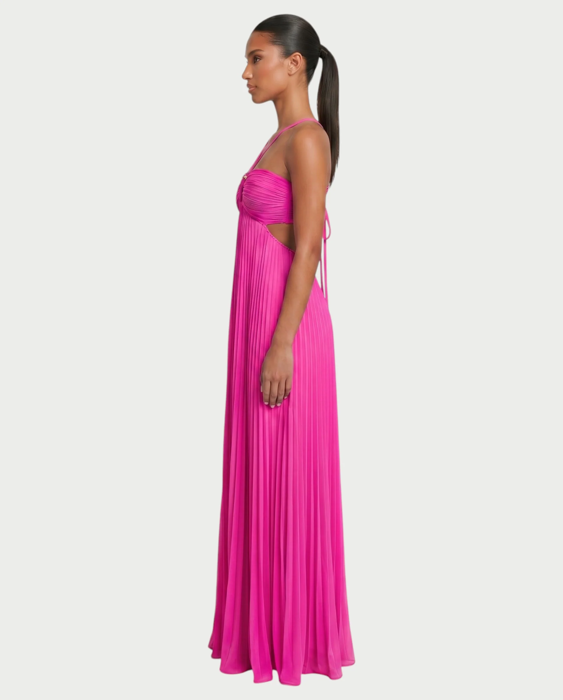 ZAFIEL Ruched Pleated Halter Maxi Dress - Image 33