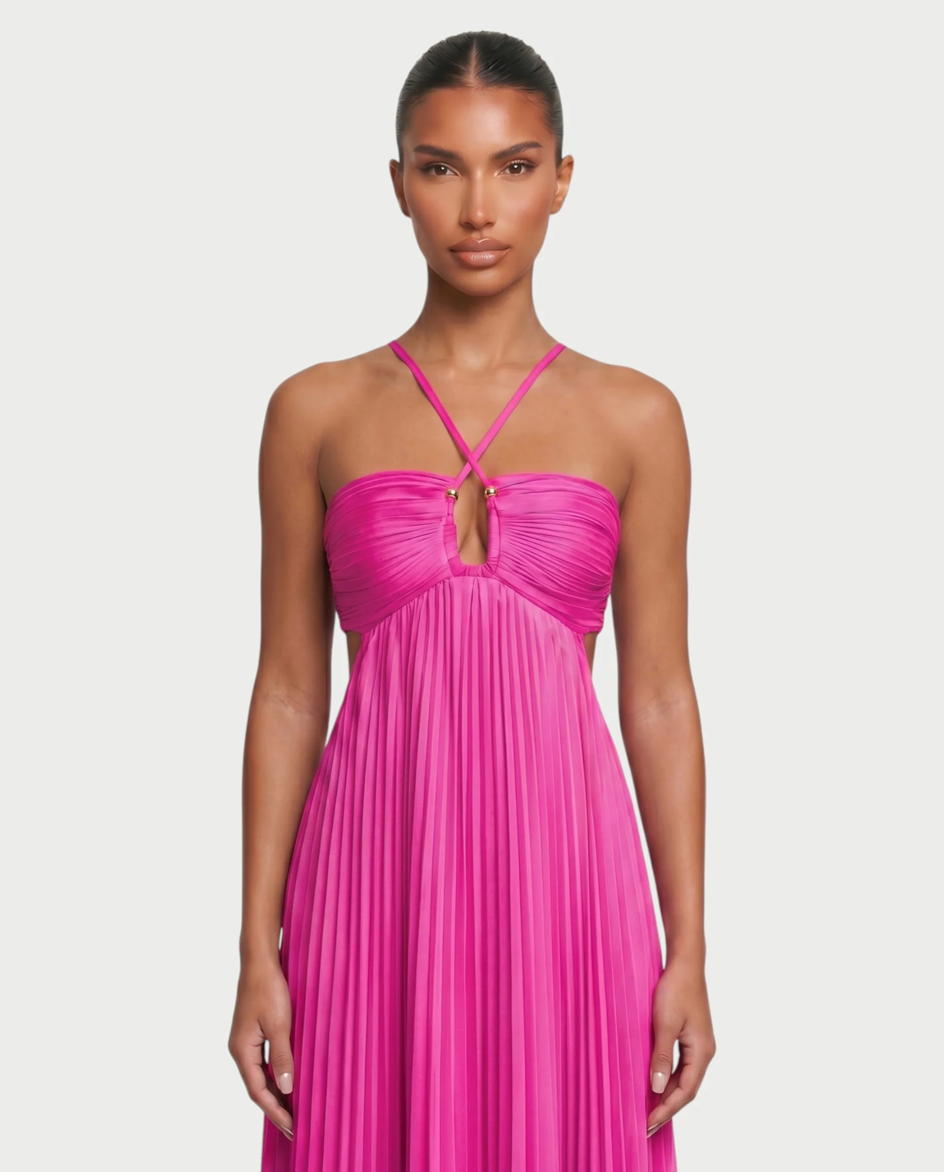 ZAFIEL Ruched Pleated Halter Maxi Dress - Image 34