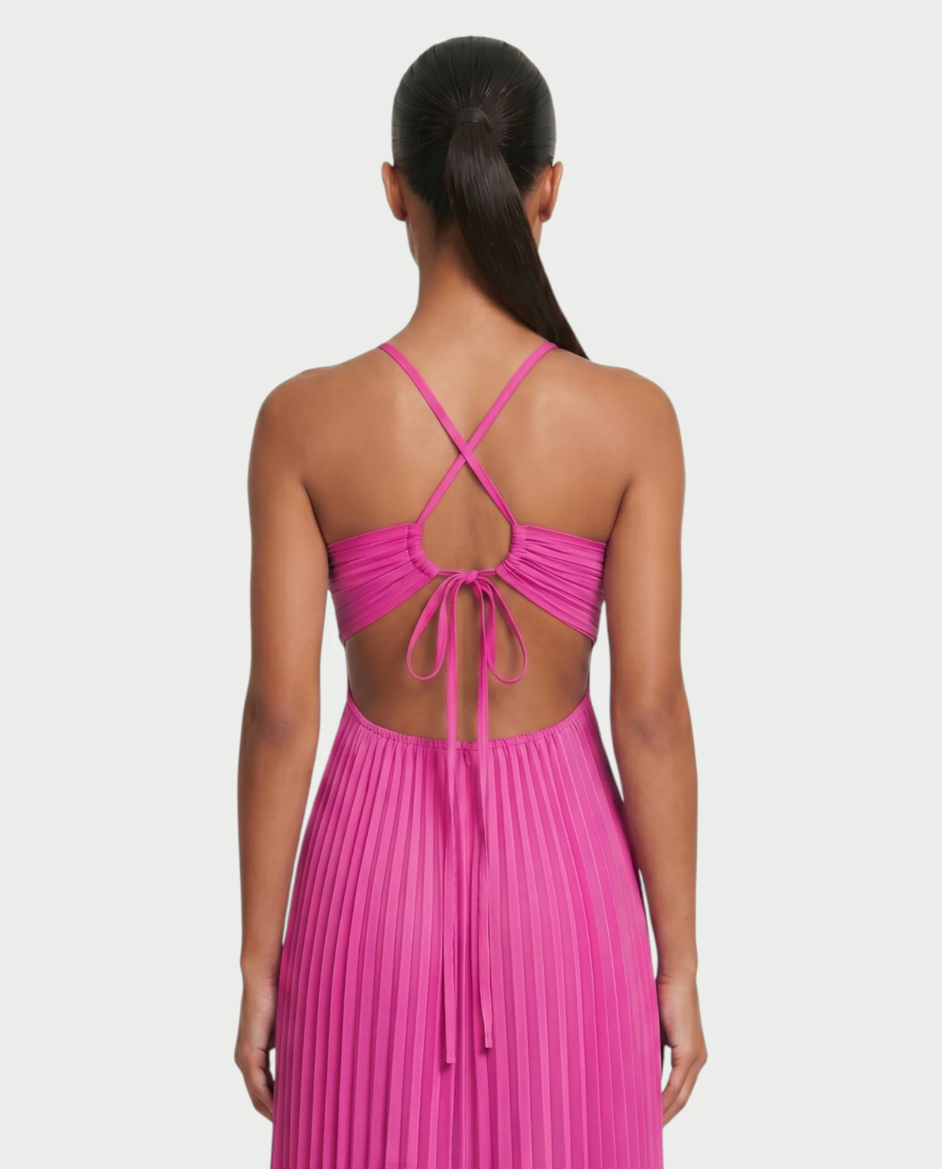 ZAFIEL Ruched Pleated Halter Maxi Dress - Image 35