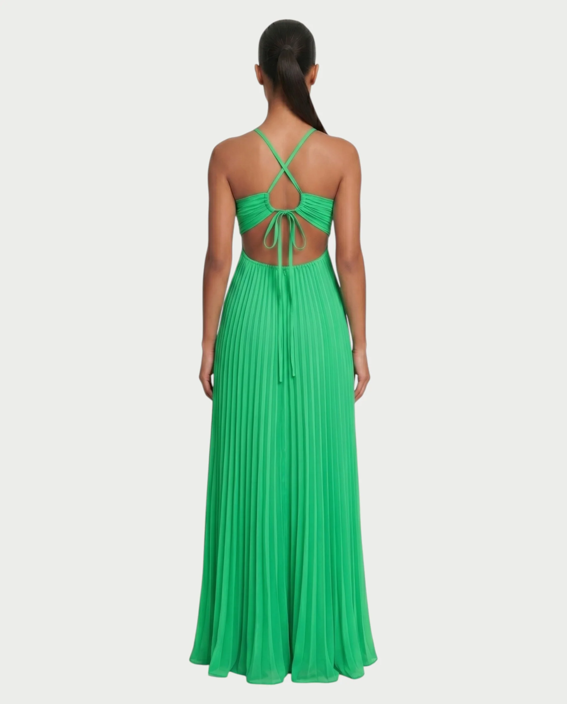 ZAFIEL Ruched Pleated Halter Maxi Dress - Image 37
