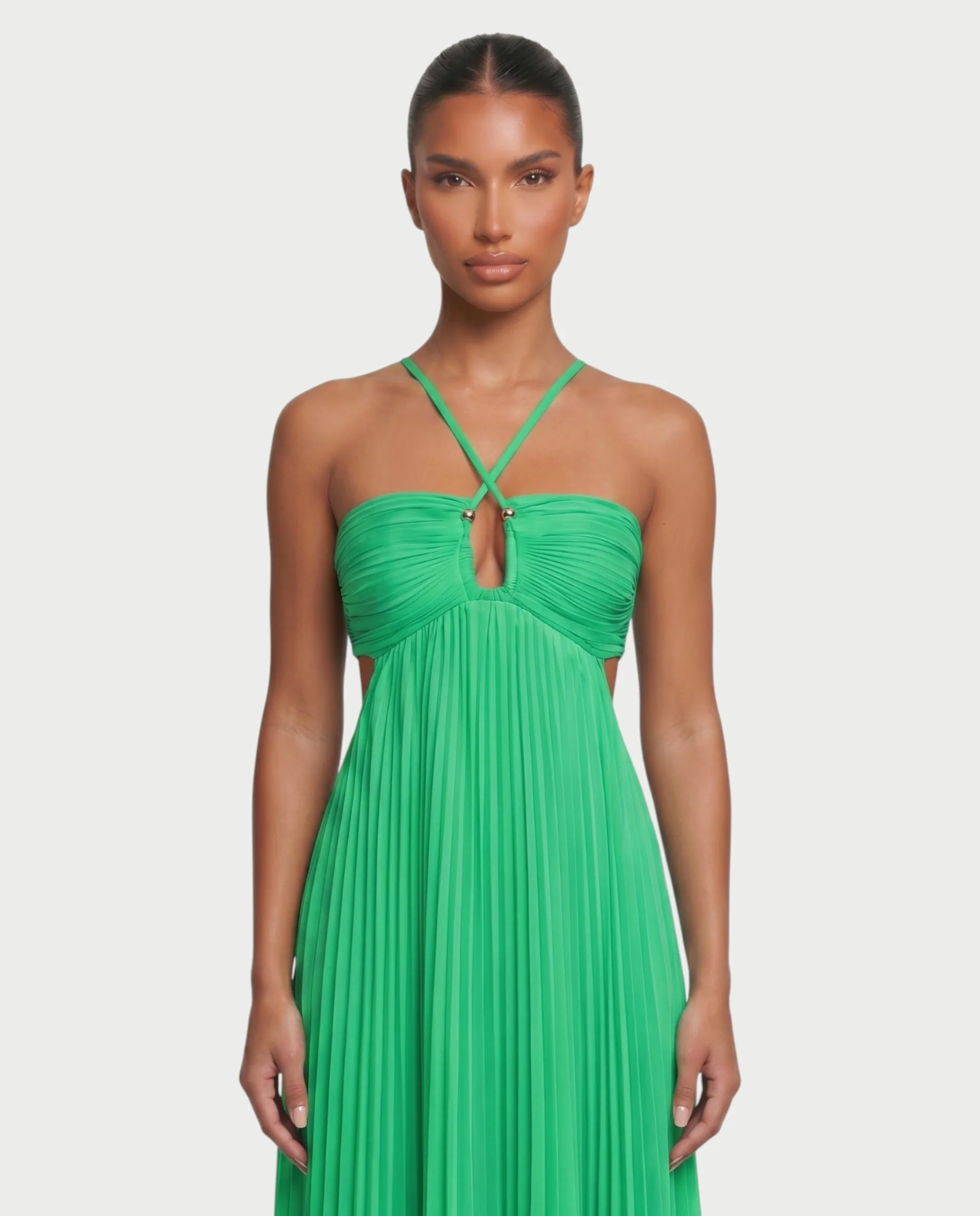 ZAFIEL Ruched Pleated Halter Maxi Dress - Image 39