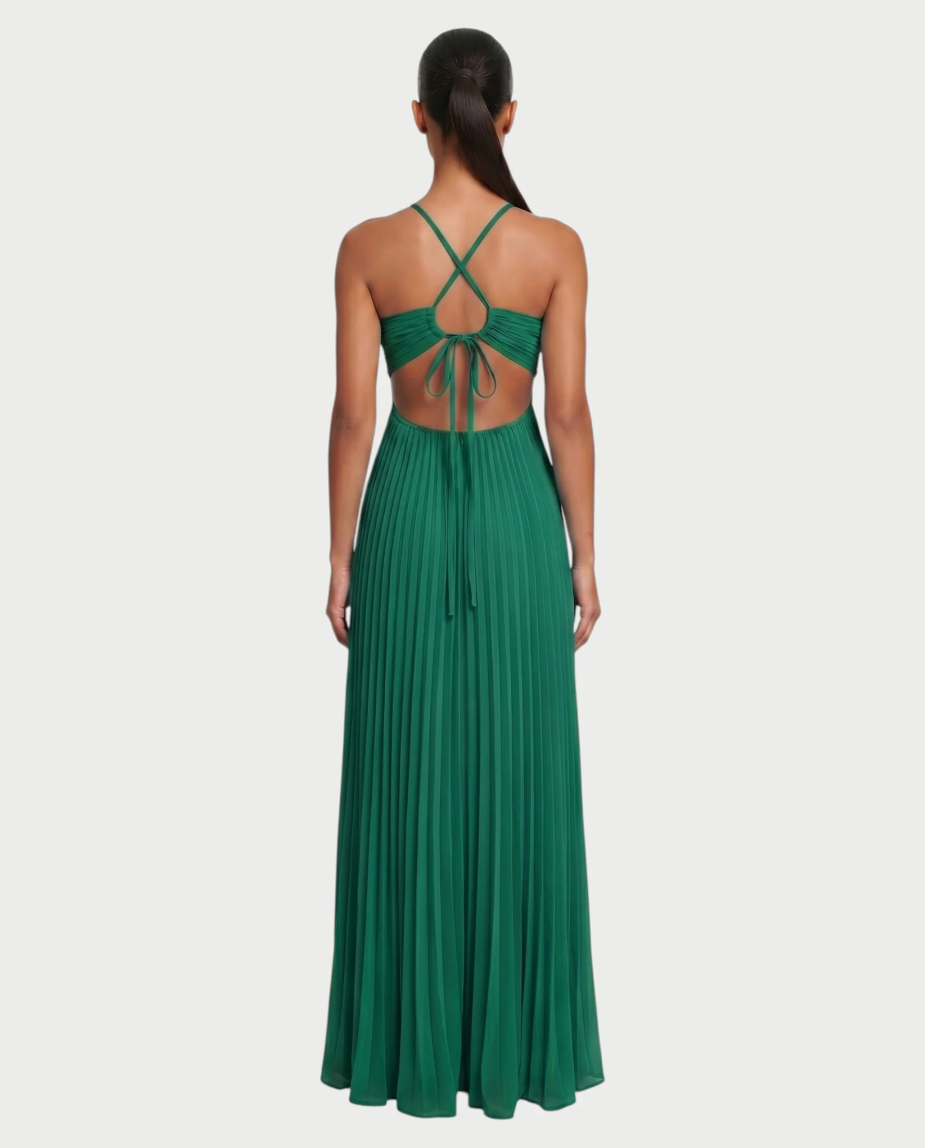 ZAFIEL Ruched Pleated Halter Maxi Dress - Image 42