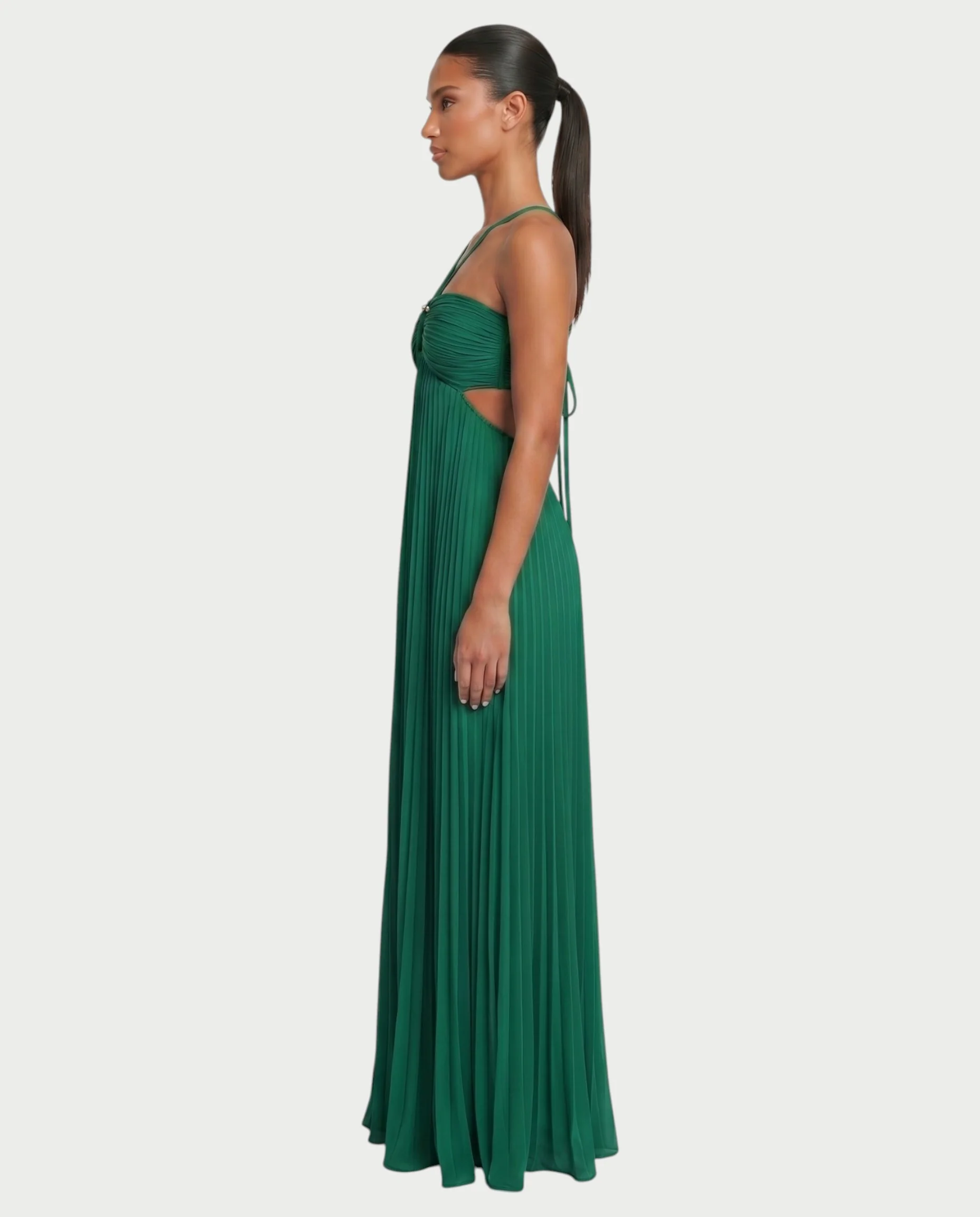 ZAFIEL Ruched Pleated Halter Maxi Dress - Image 43