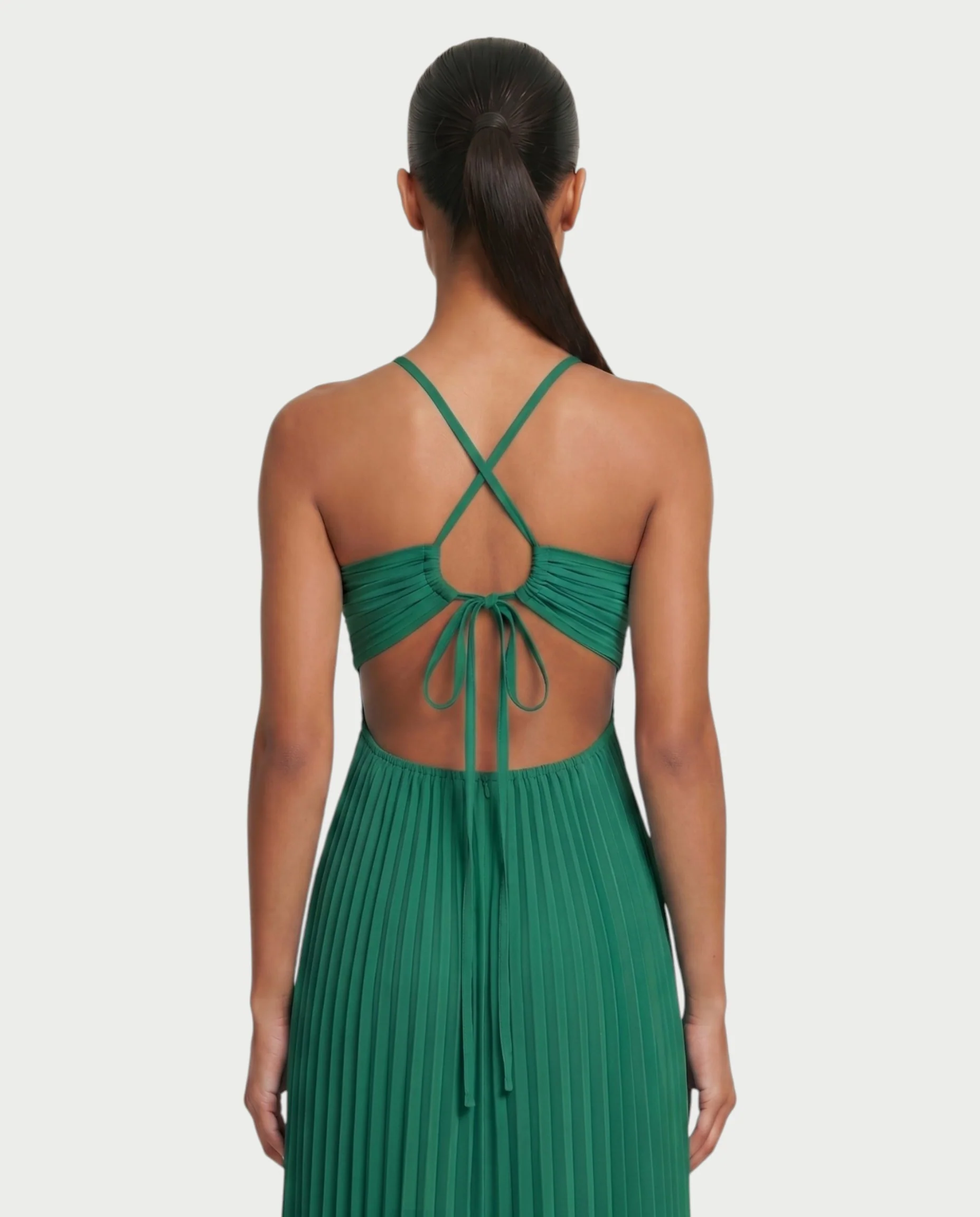 ZAFIEL Ruched Pleated Halter Maxi Dress - Image 45