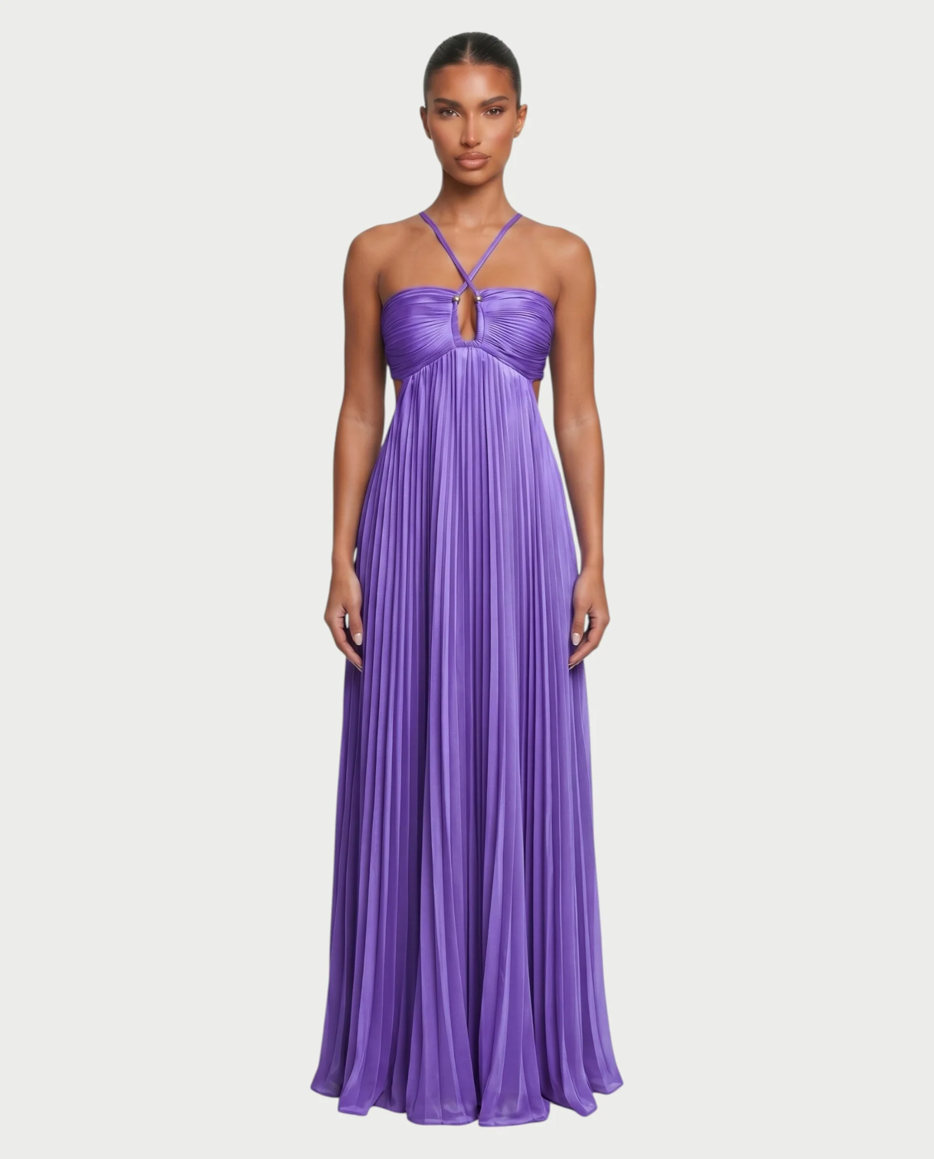 ZAFIEL Ruched Pleated Halter Maxi Dress - Image 46