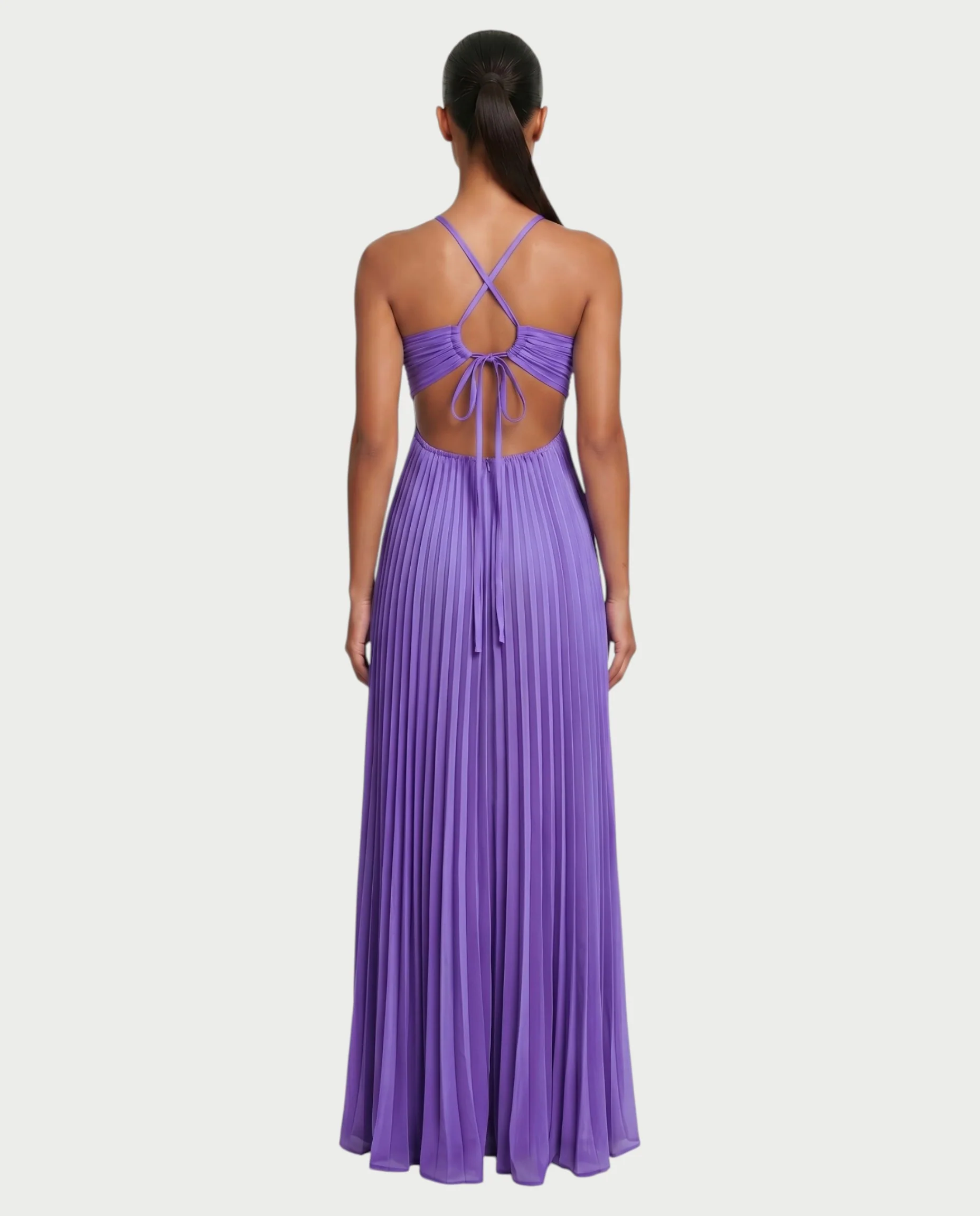 ZAFIEL Ruched Pleated Halter Maxi Dress - Image 47