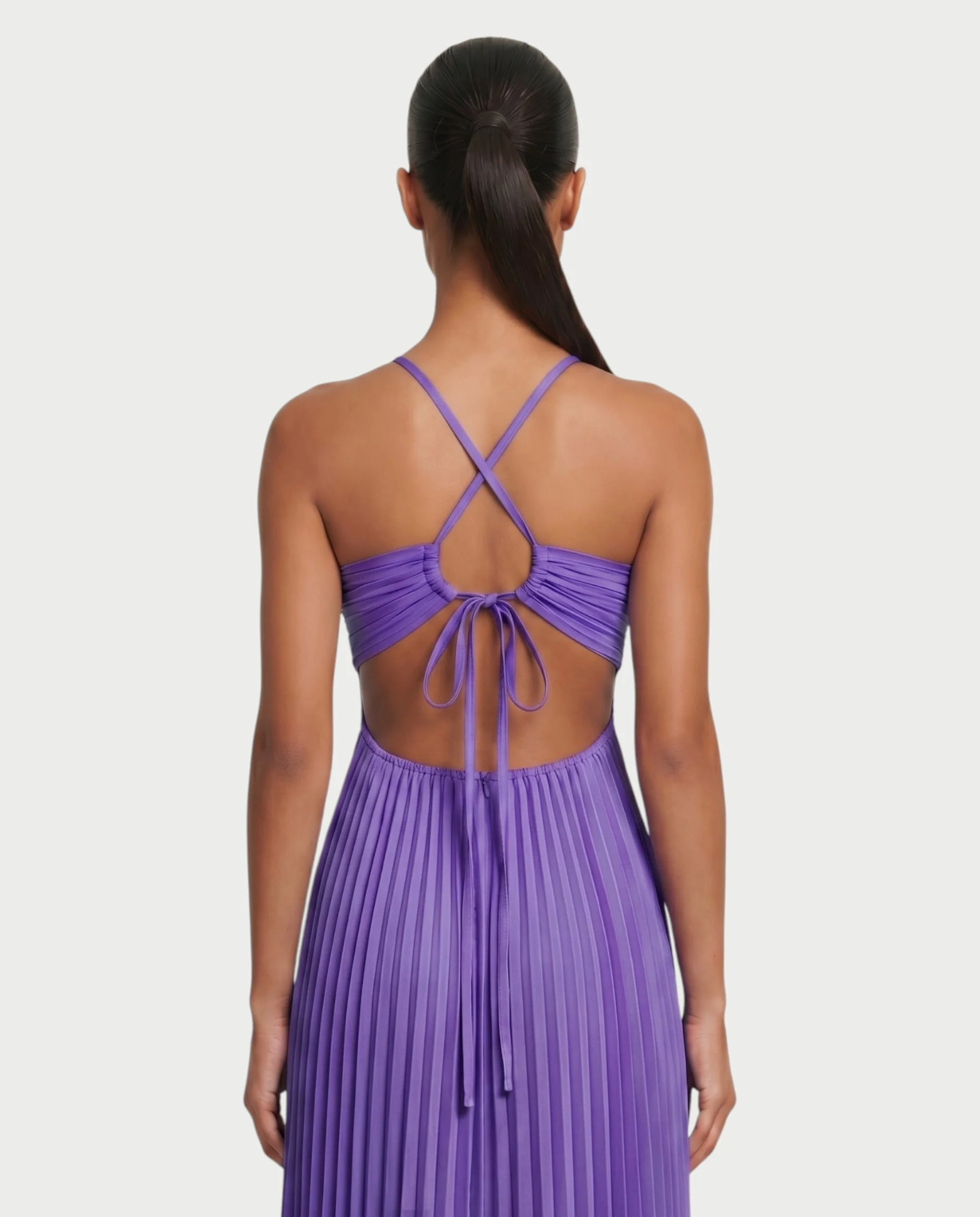 ZAFIEL Ruched Pleated Halter Maxi Dress - Image 50
