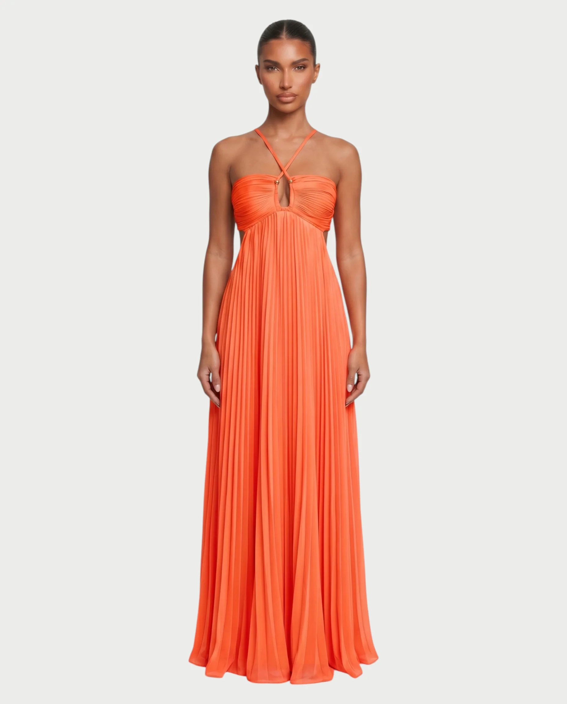 ZAFIEL Ruched Pleated Halter Maxi Dress - Image 51