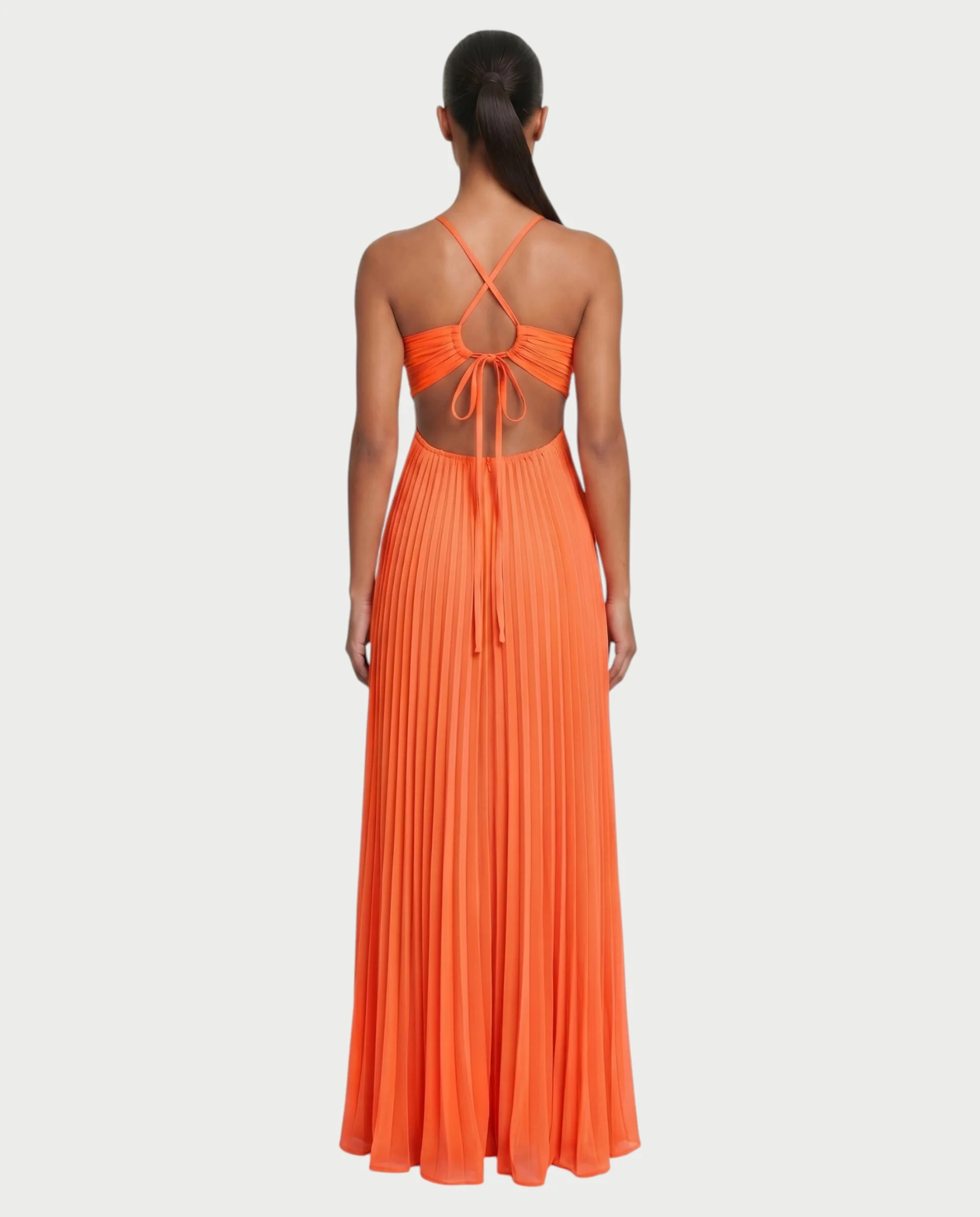 ZAFIEL Ruched Pleated Halter Maxi Dress - Image 52