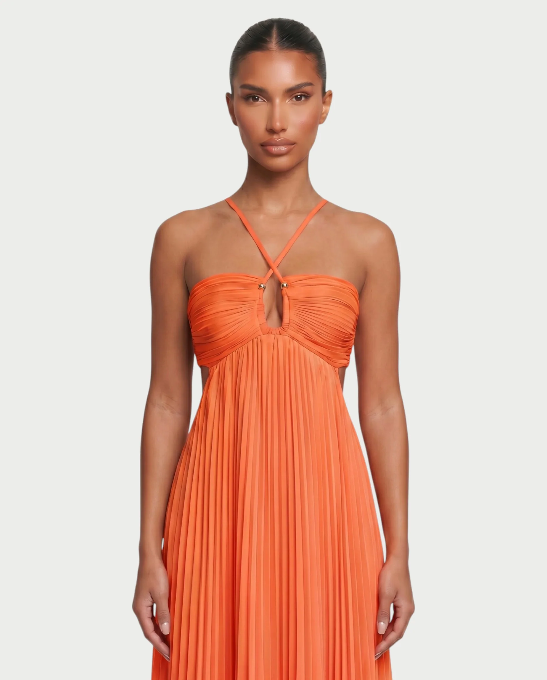 ZAFIEL Ruched Pleated Halter Maxi Dress - Image 54