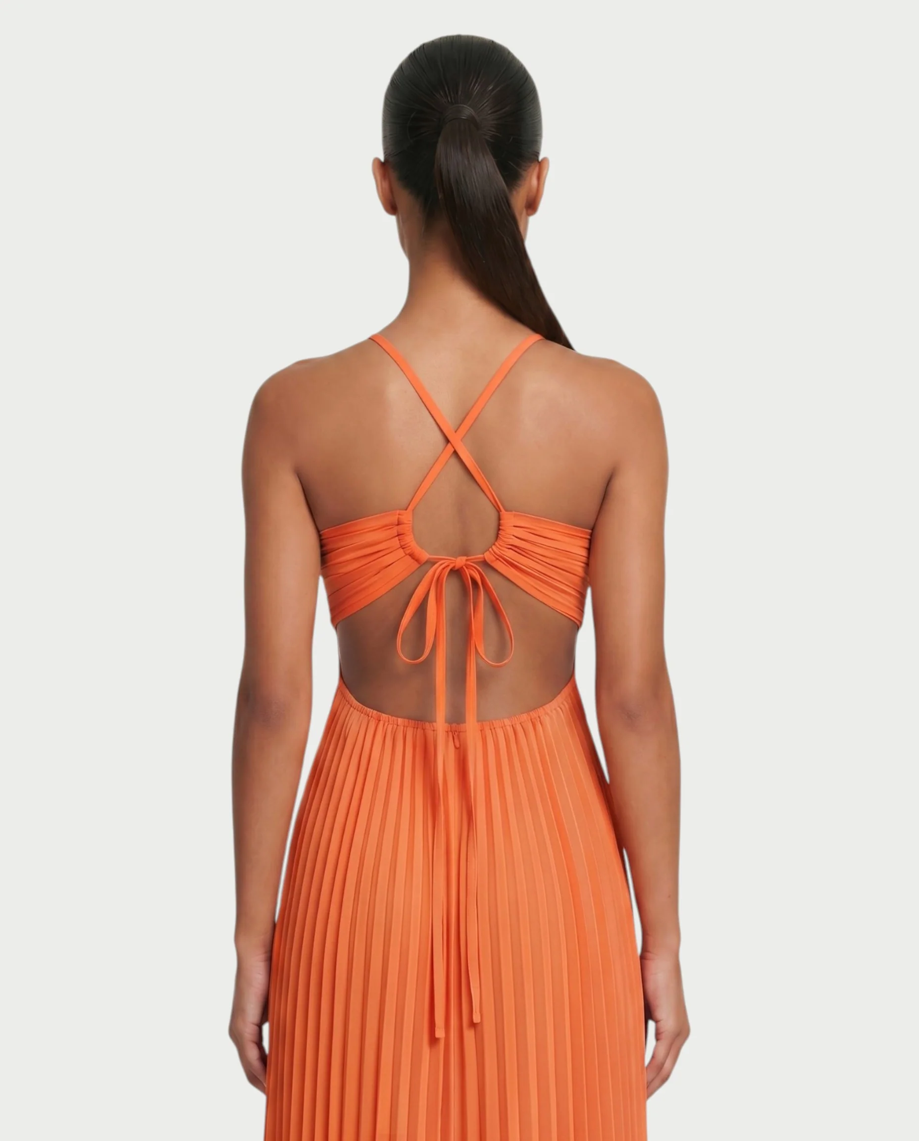 ZAFIEL Ruched Pleated Halter Maxi Dress - Image 55