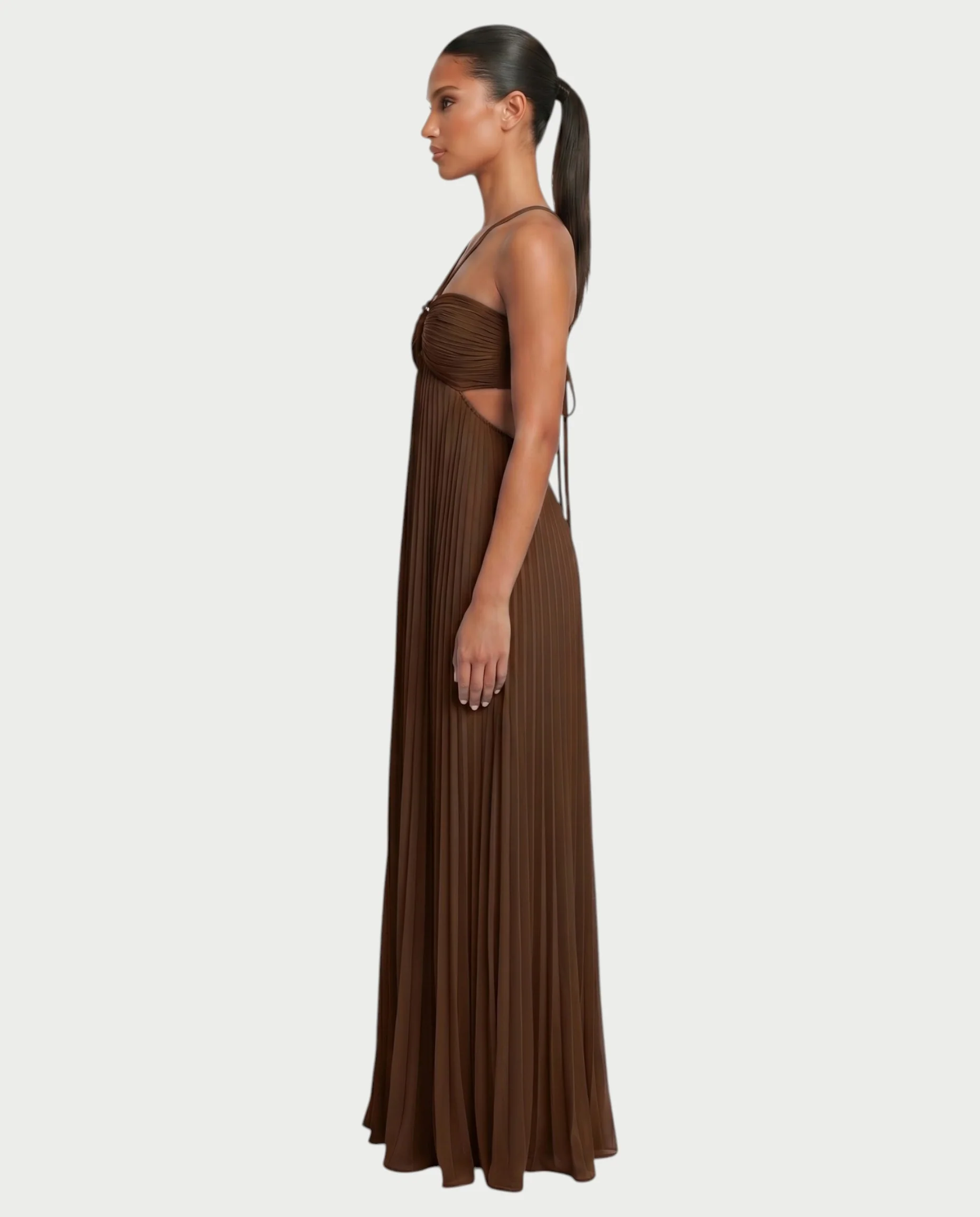 ZAFIEL Ruched Pleated Halter Maxi Dress - Image 58