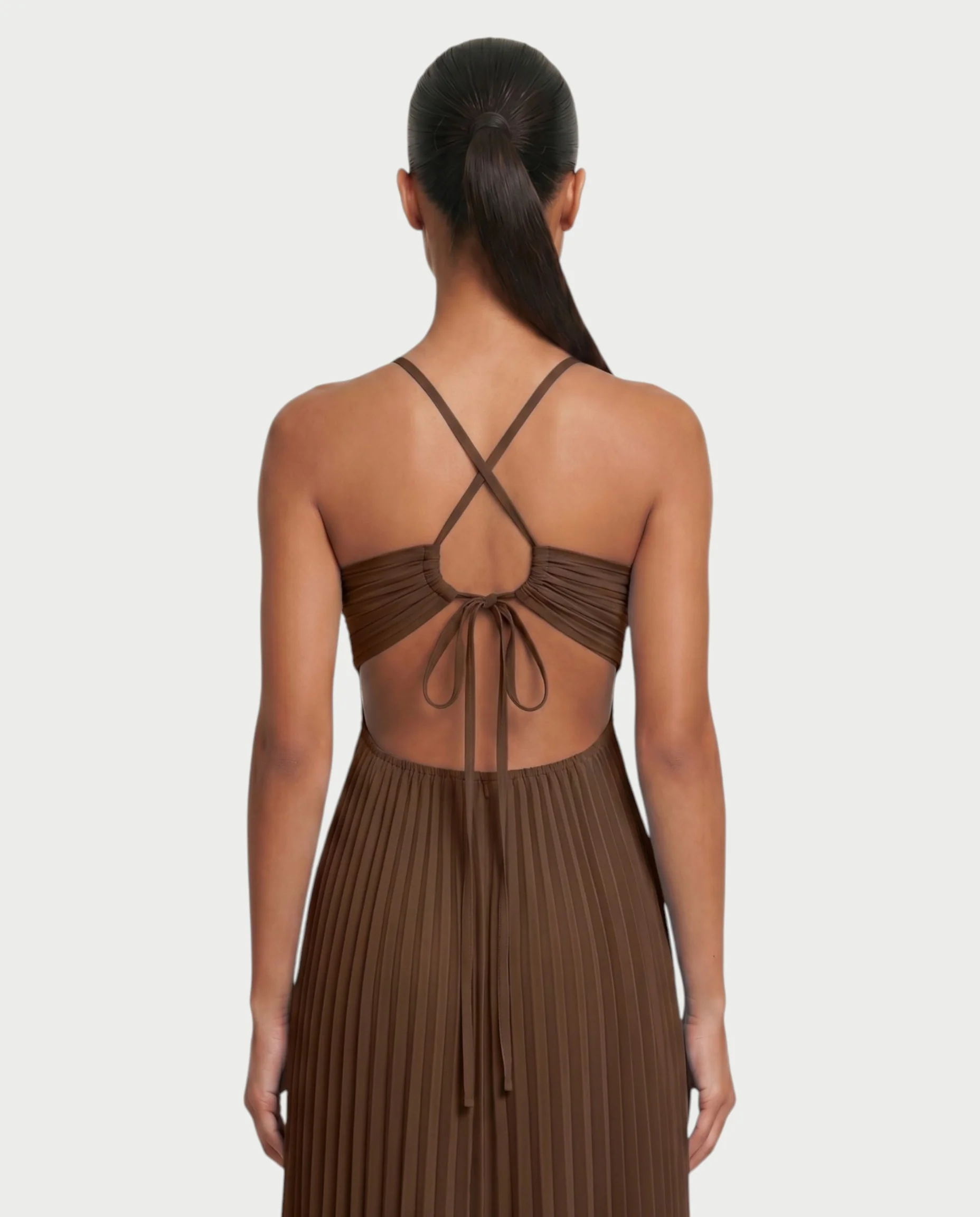 ZAFIEL Ruched Pleated Halter Maxi Dress - Image 60