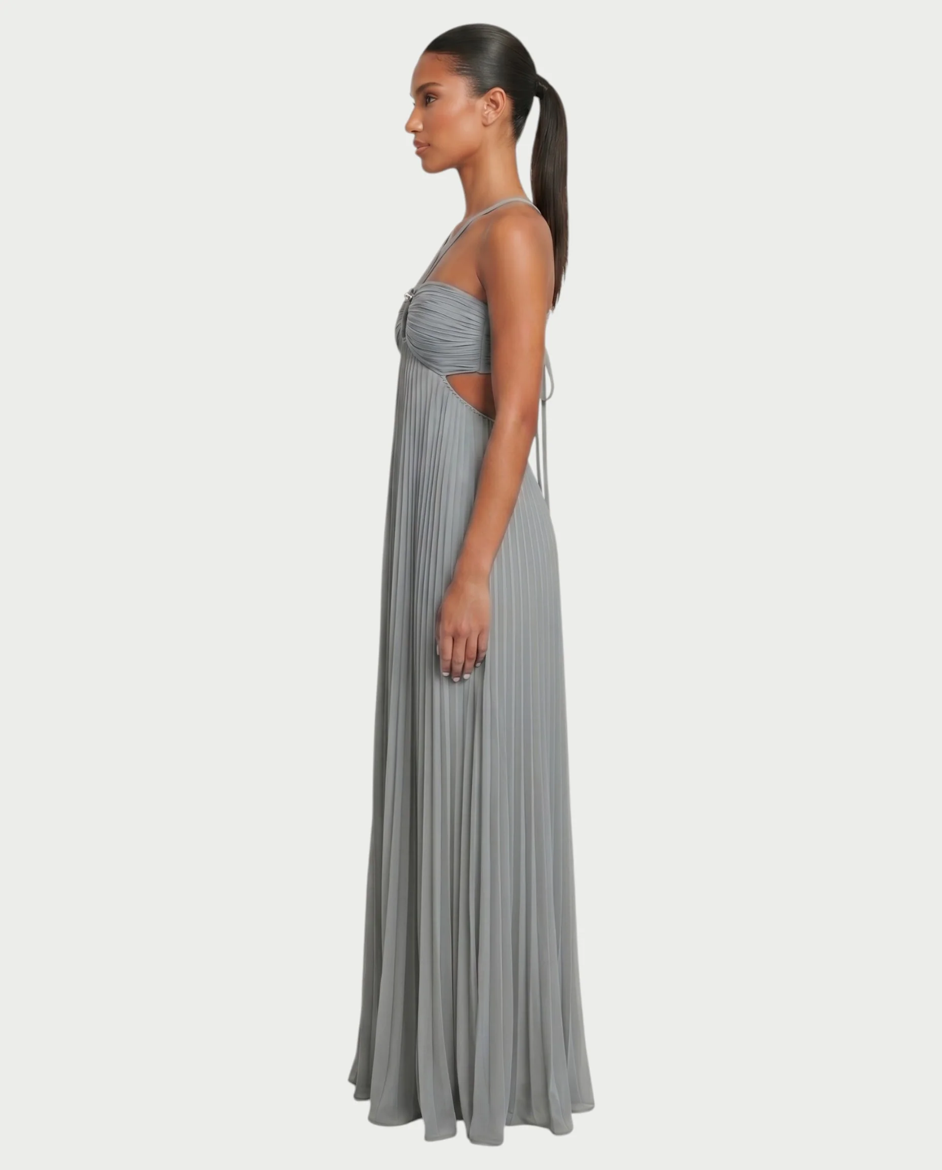 ZAFIEL Ruched Pleated Halter Maxi Dress - Image 63