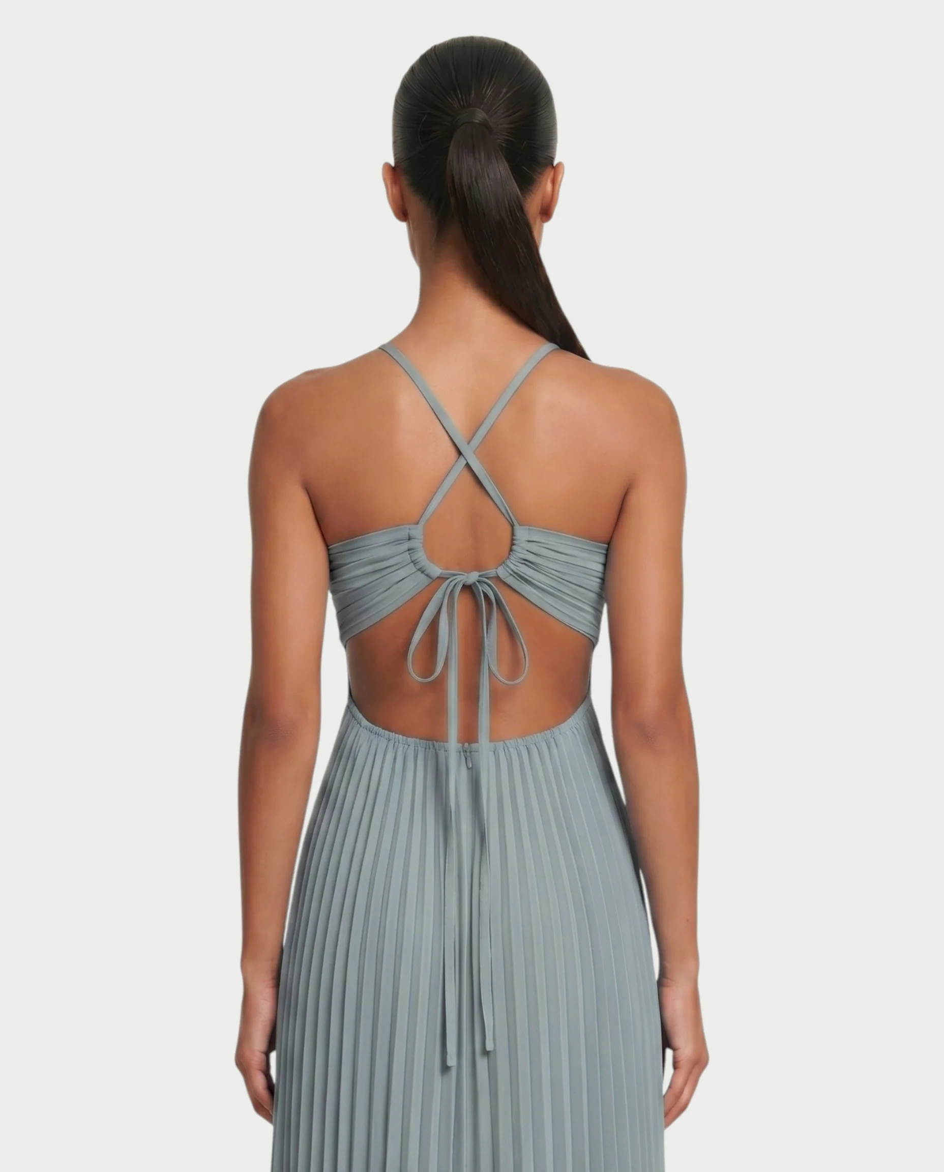 ZAFIEL Ruched Pleated Halter Maxi Dress - Image 65