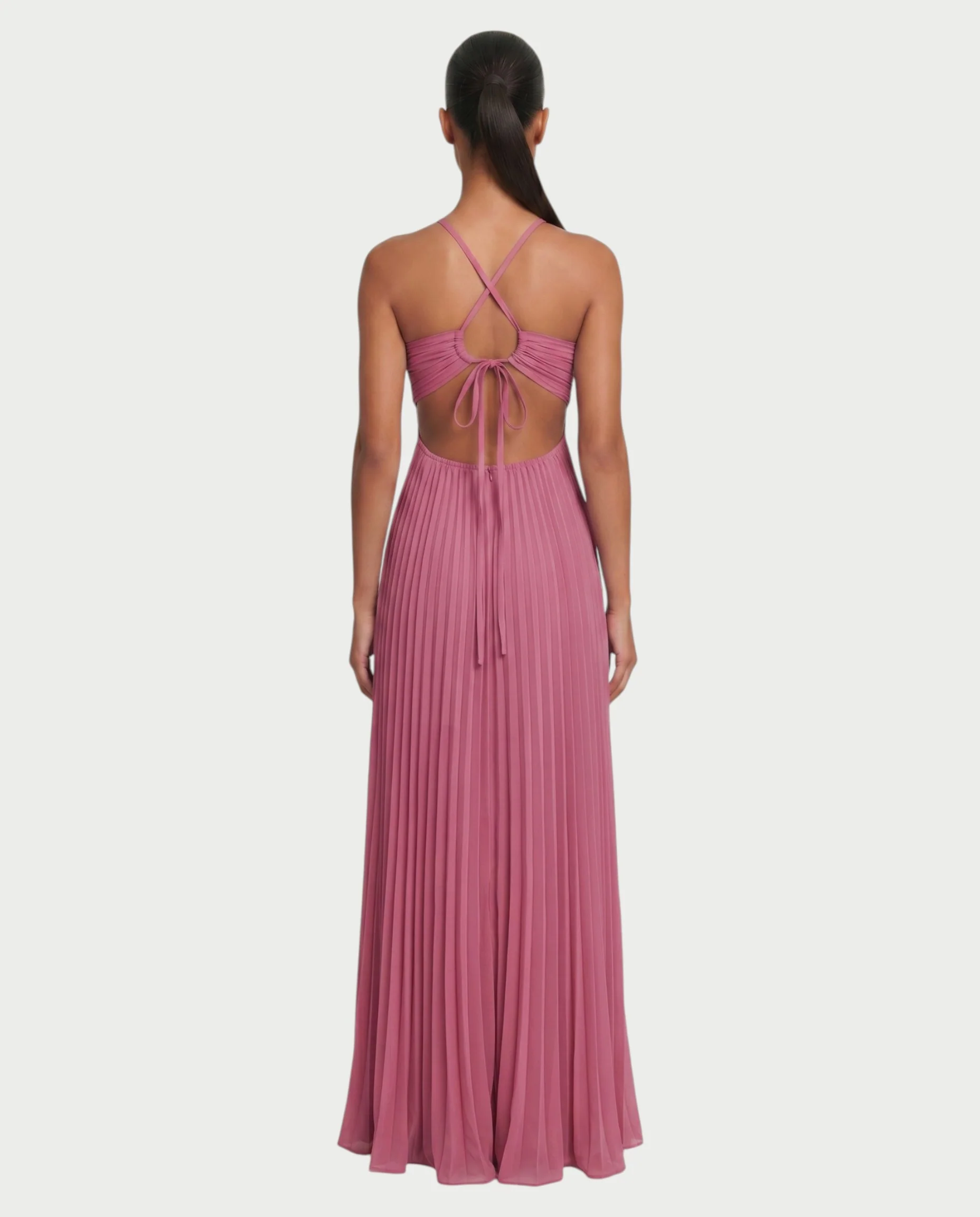 ZAFIEL Ruched Pleated Halter Maxi Dress - Image 7