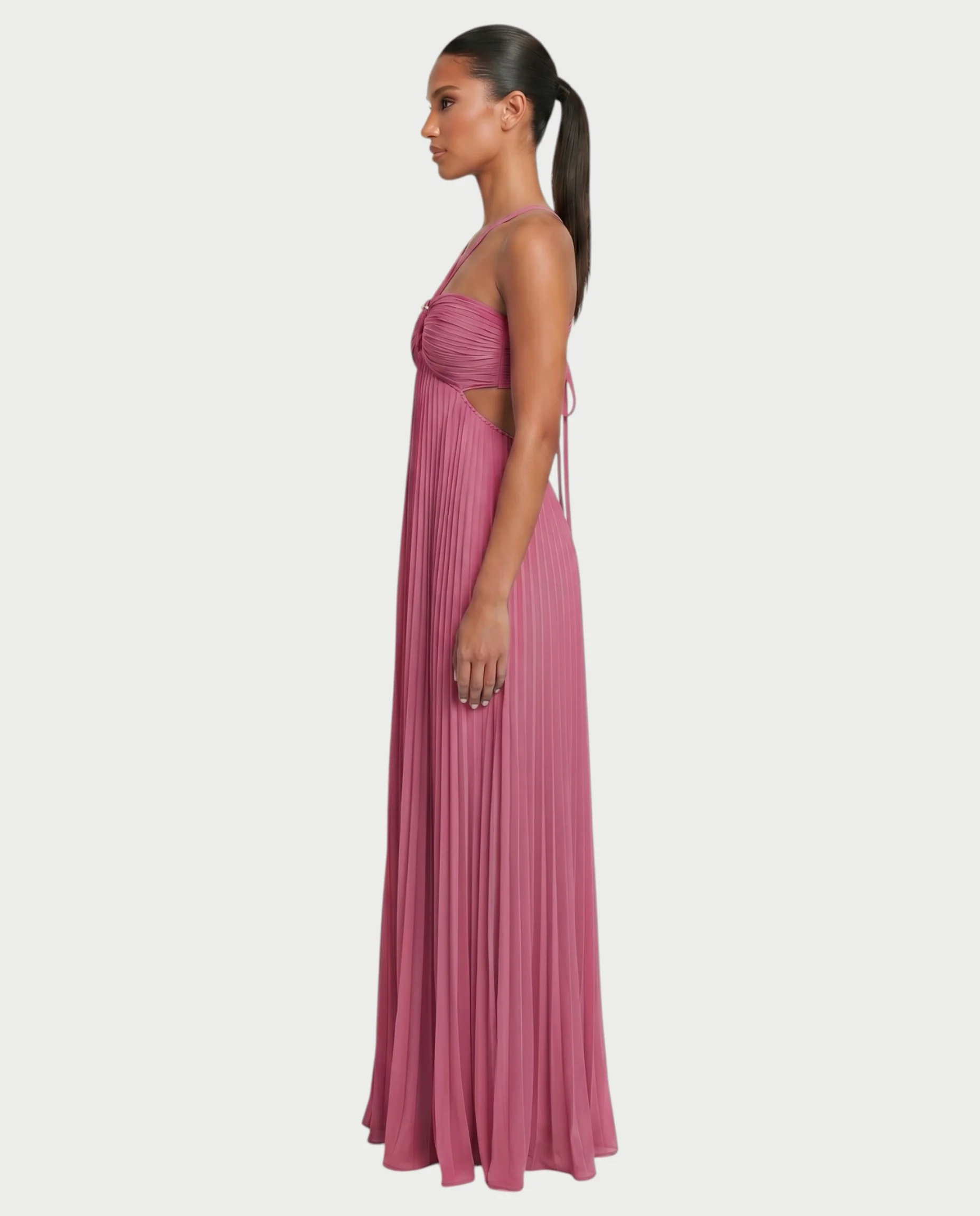 ZAFIEL Ruched Pleated Halter Maxi Dress - Image 8