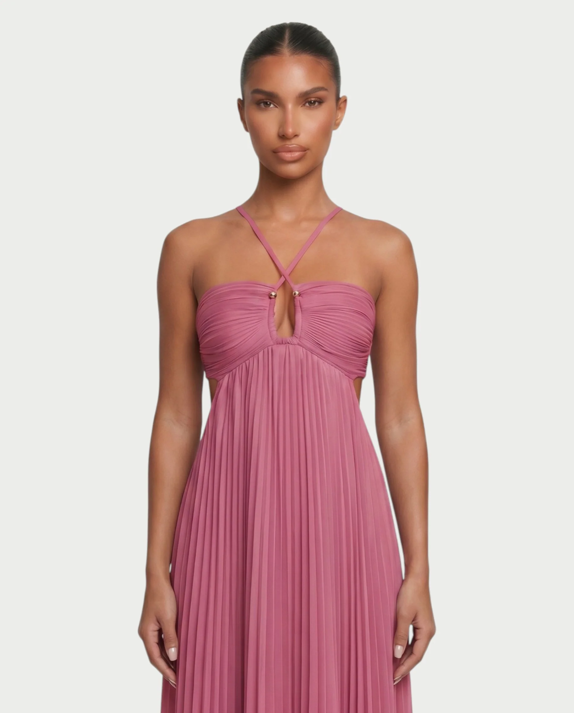 ZAFIEL Ruched Pleated Halter Maxi Dress - Image 9