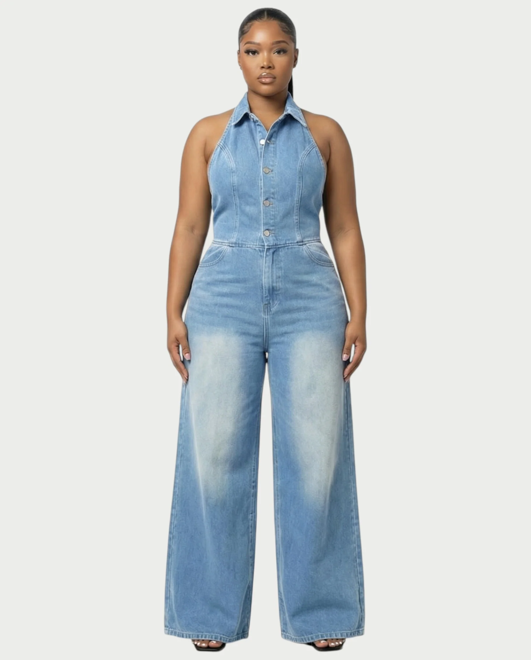 ZALEN Denim Wide-Leg Jumpsuit - Image 16