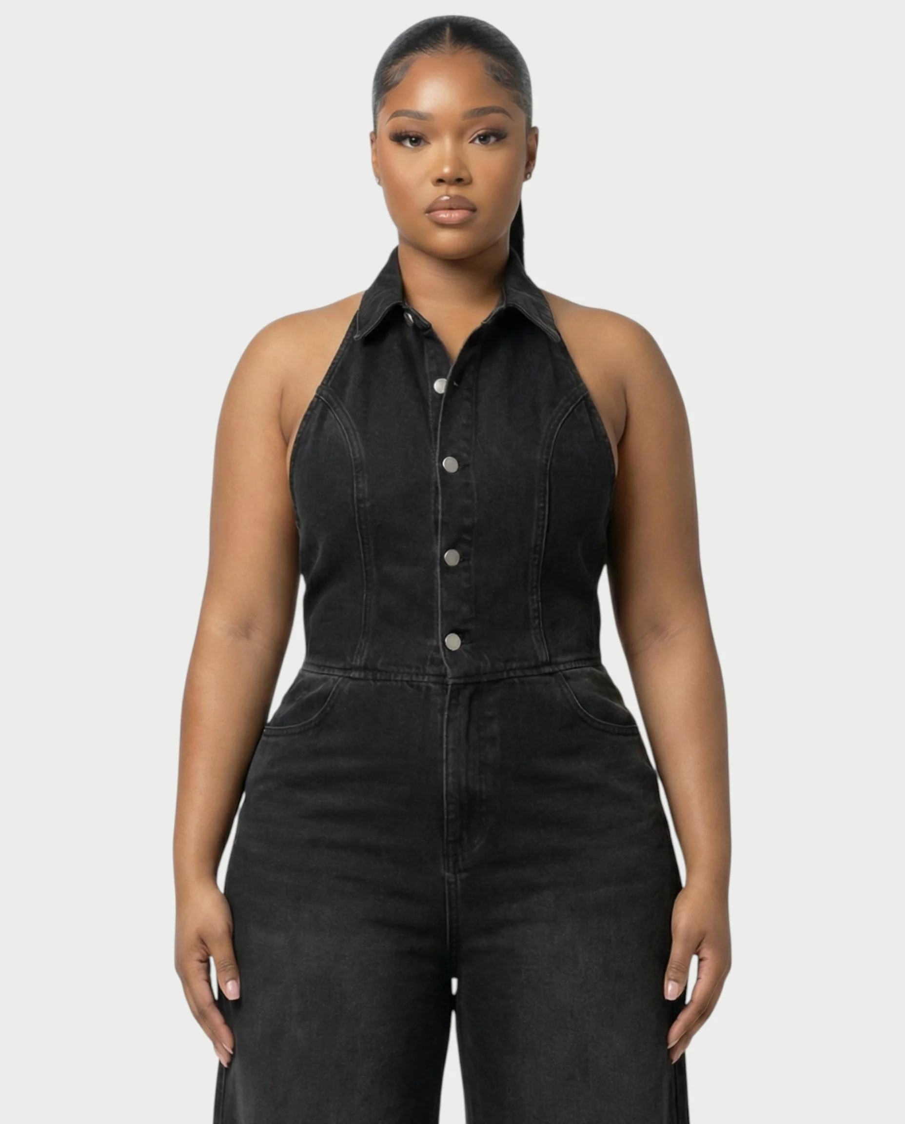 ZALEN Denim Wide-Leg Jumpsuit - Image 4
