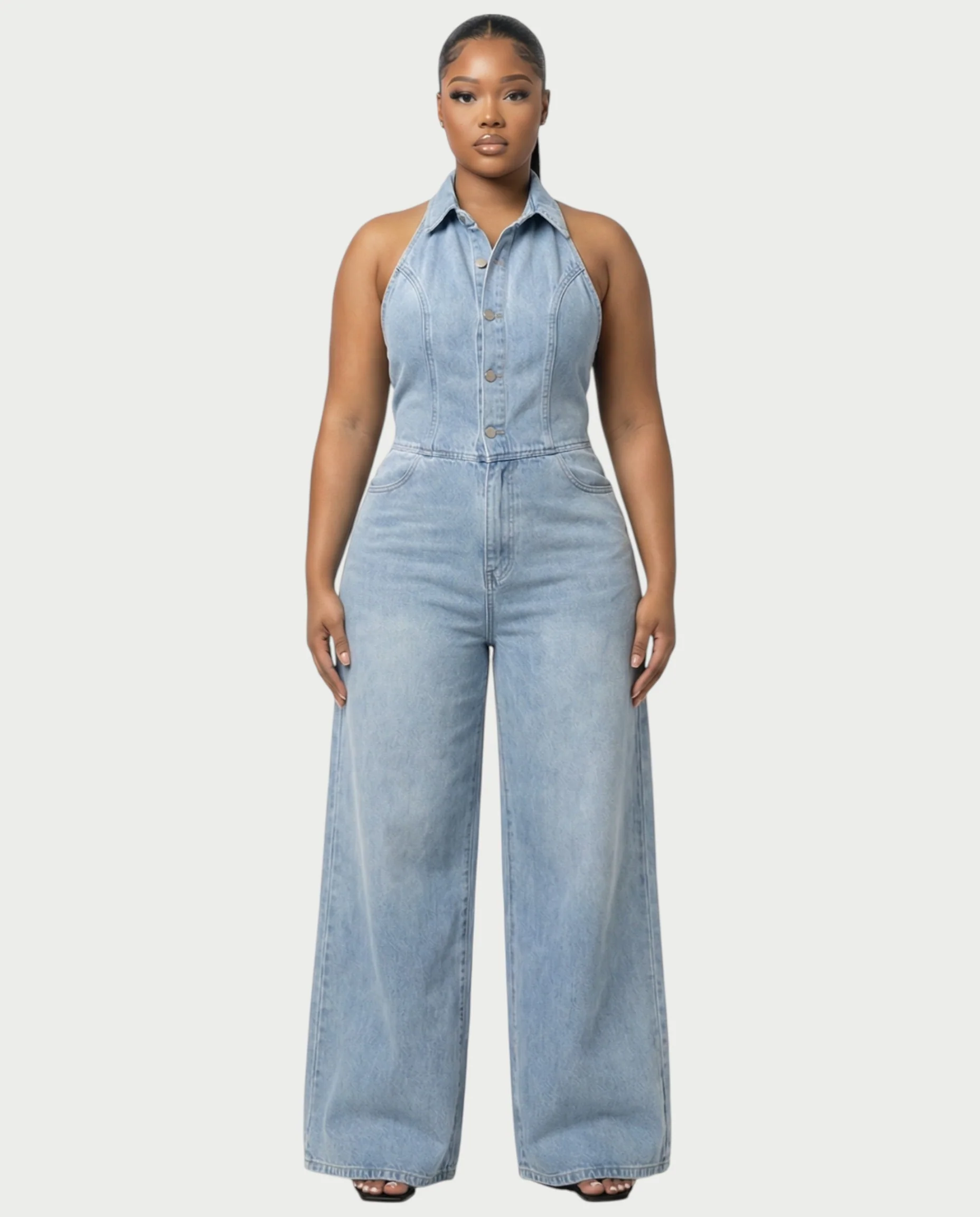 ZALEN Denim Wide-Leg Jumpsuit - Image 6