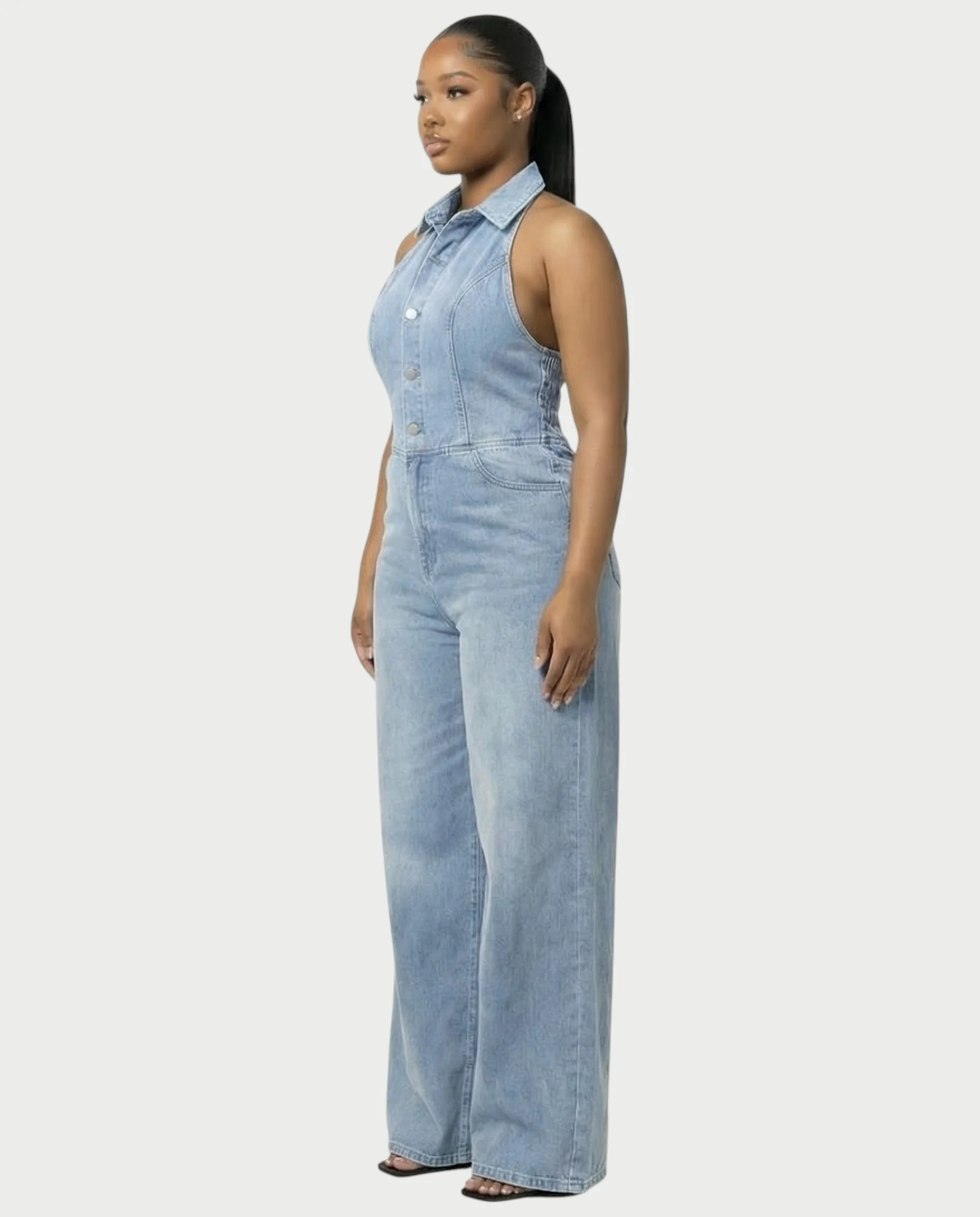 ZALEN Denim Wide-Leg Jumpsuit - Image 8