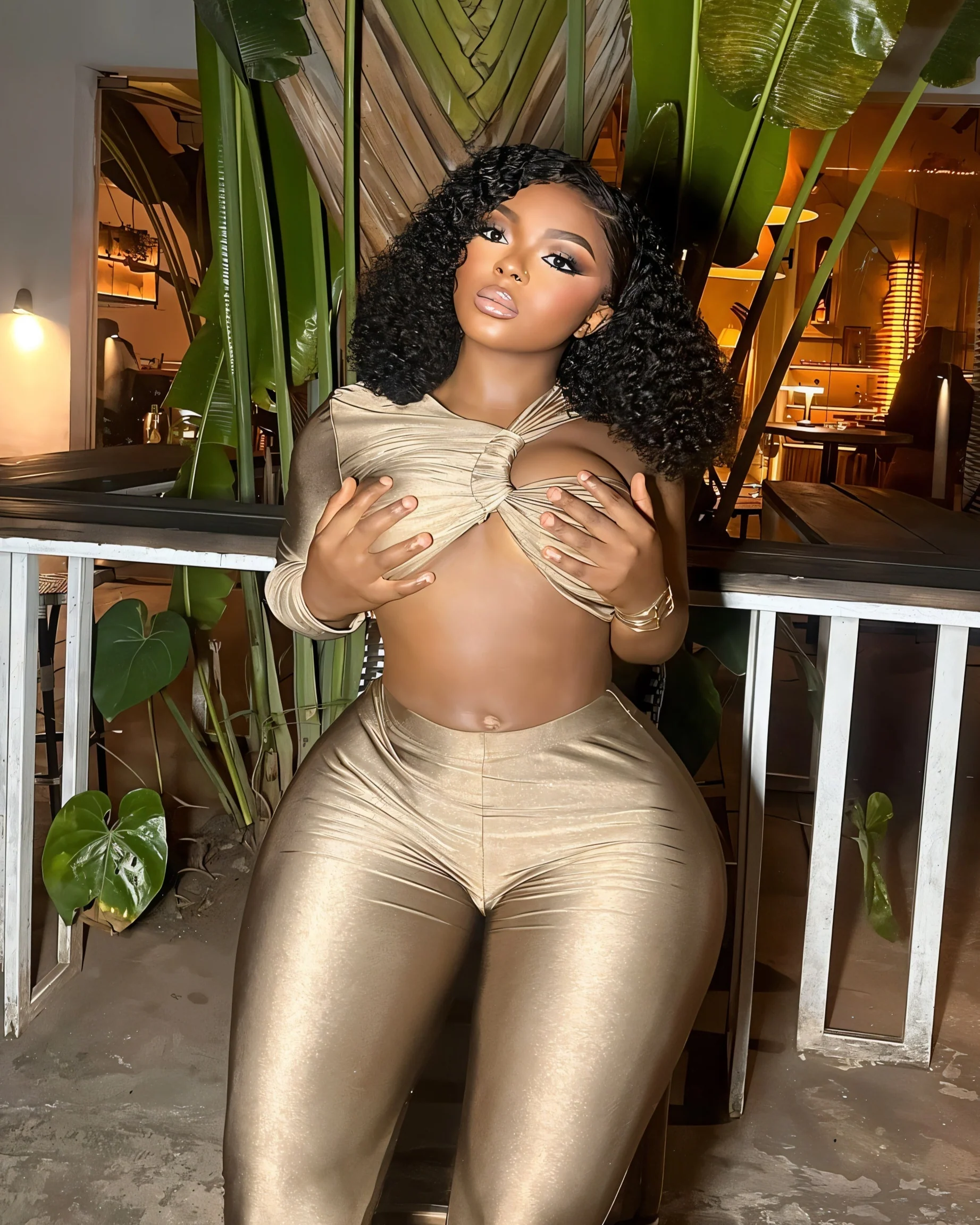 ZAMINA One-Sleeve Crop Top and Leggings Set - Image 2