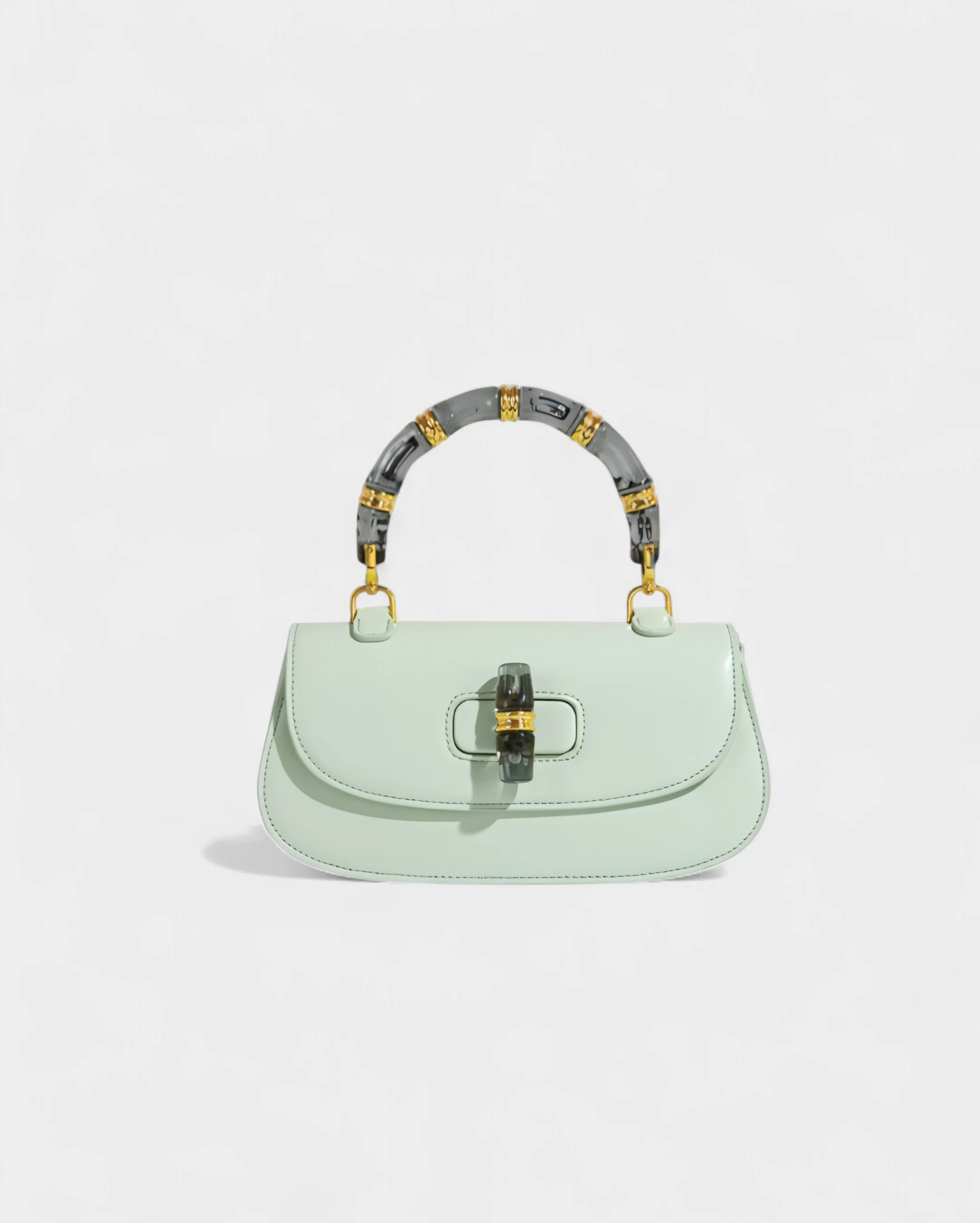 ZARLA Bamboo Handle Faux Leather Bag - Image 12