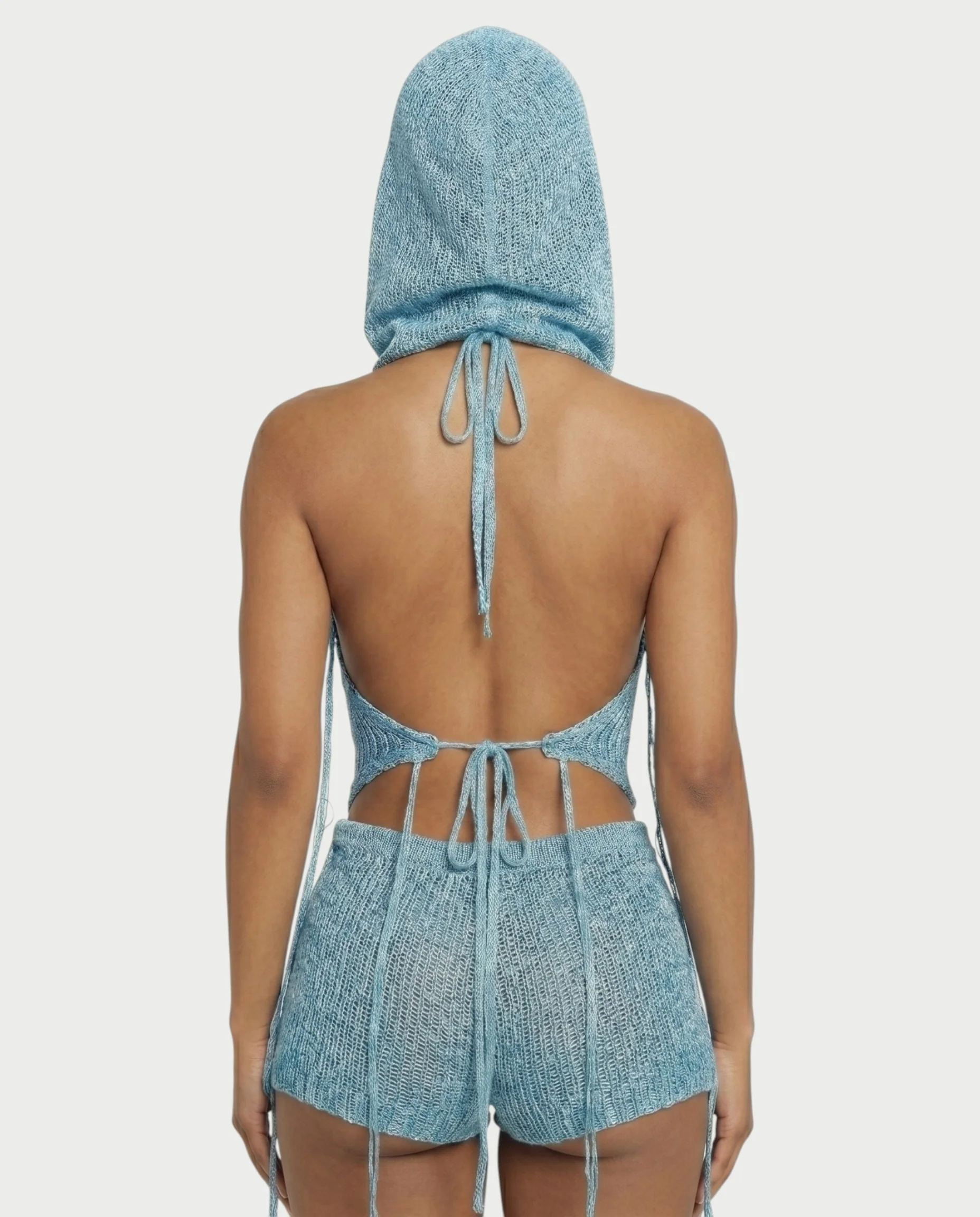 ZELISSE 3-Piece Halter Top, Shorts & Hooded Scarf Set - Image 10