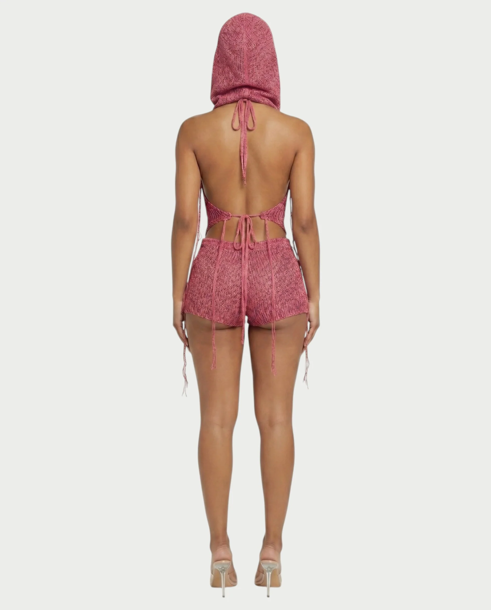 ZELISSE 3-Piece Halter Top, Shorts & Hooded Scarf Set - Image 12