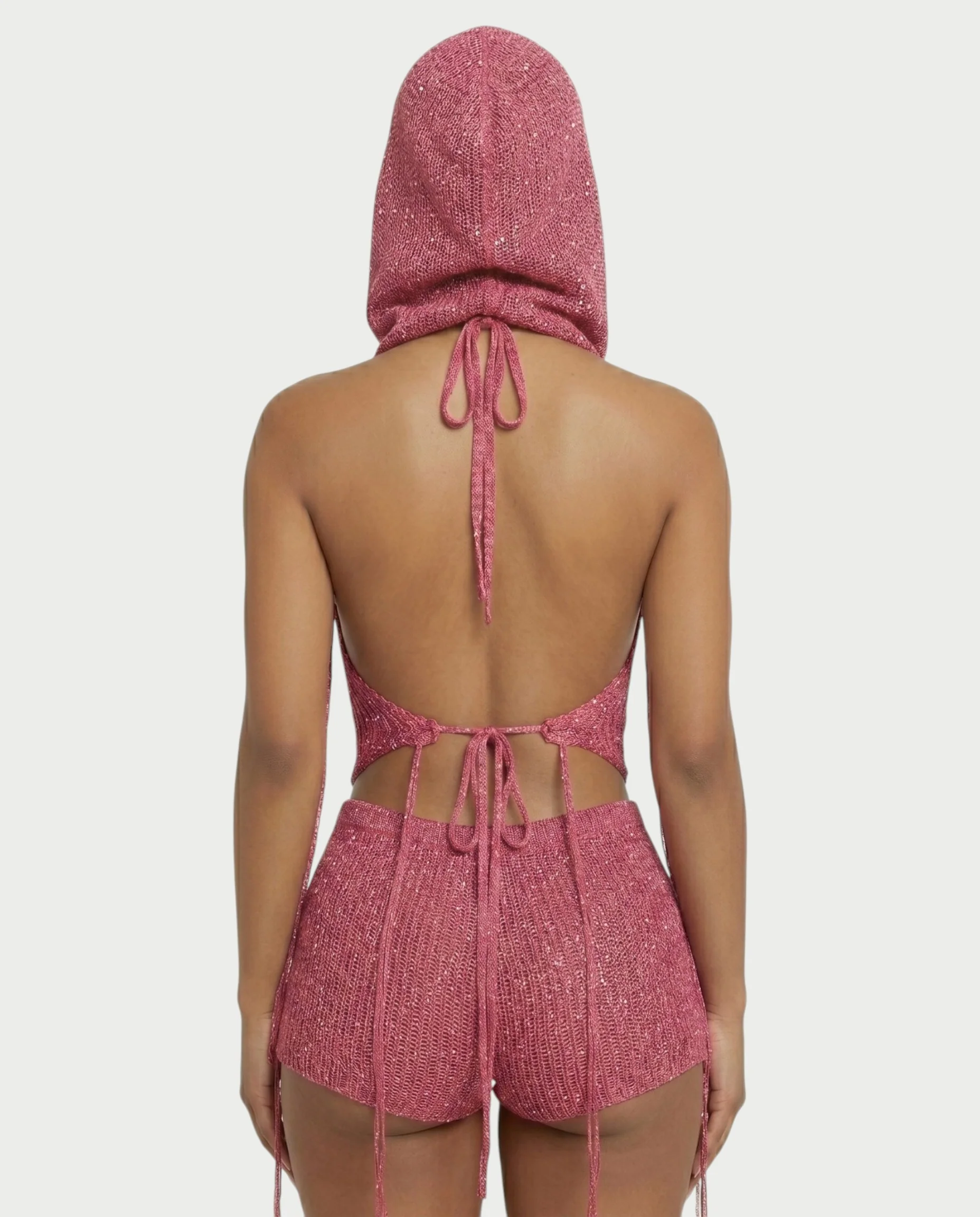 ZELISSE 3-Piece Halter Top, Shorts & Hooded Scarf Set - Image 15