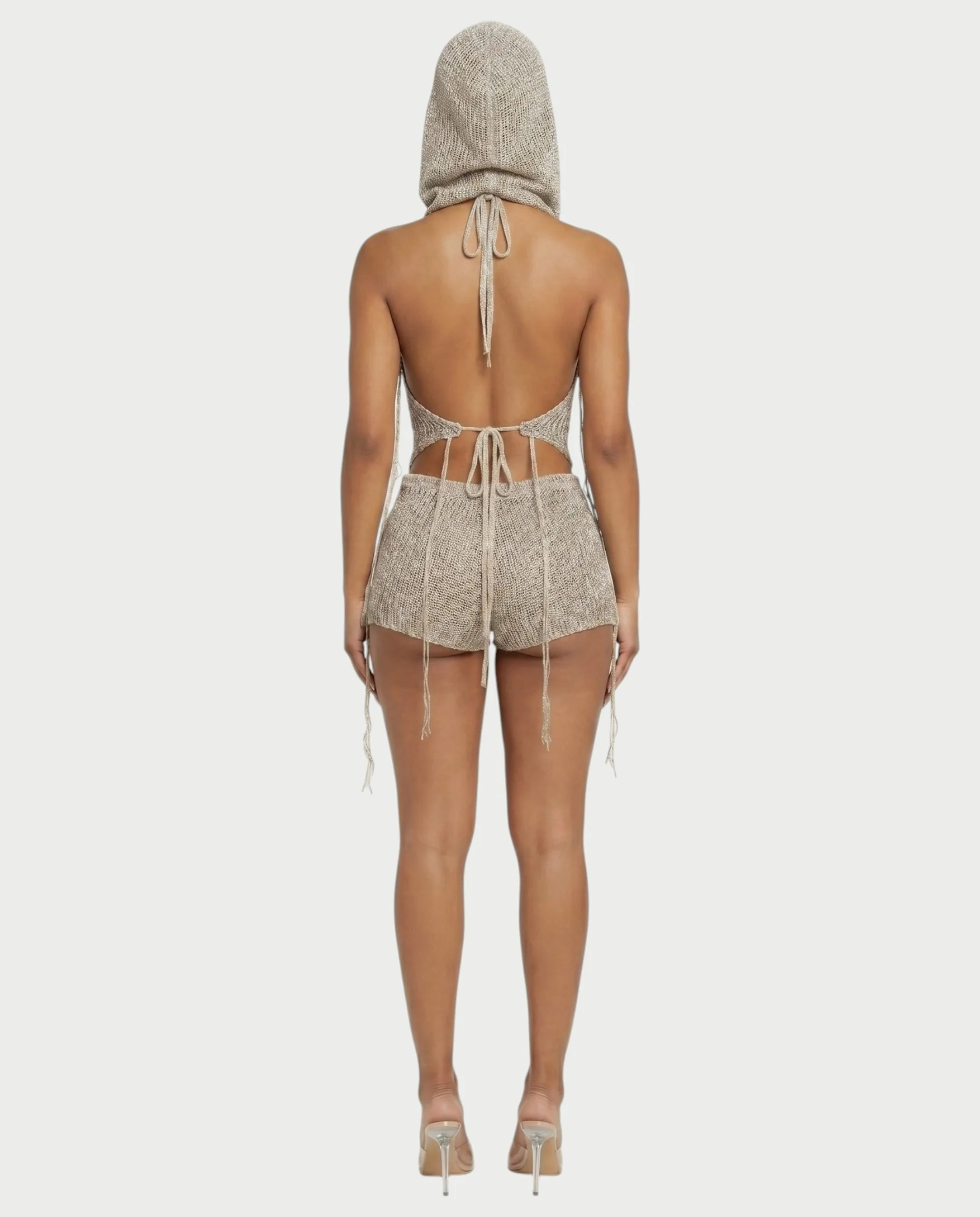 ZELISSE 3-Piece Halter Top, Shorts & Hooded Scarf Set - Image 17