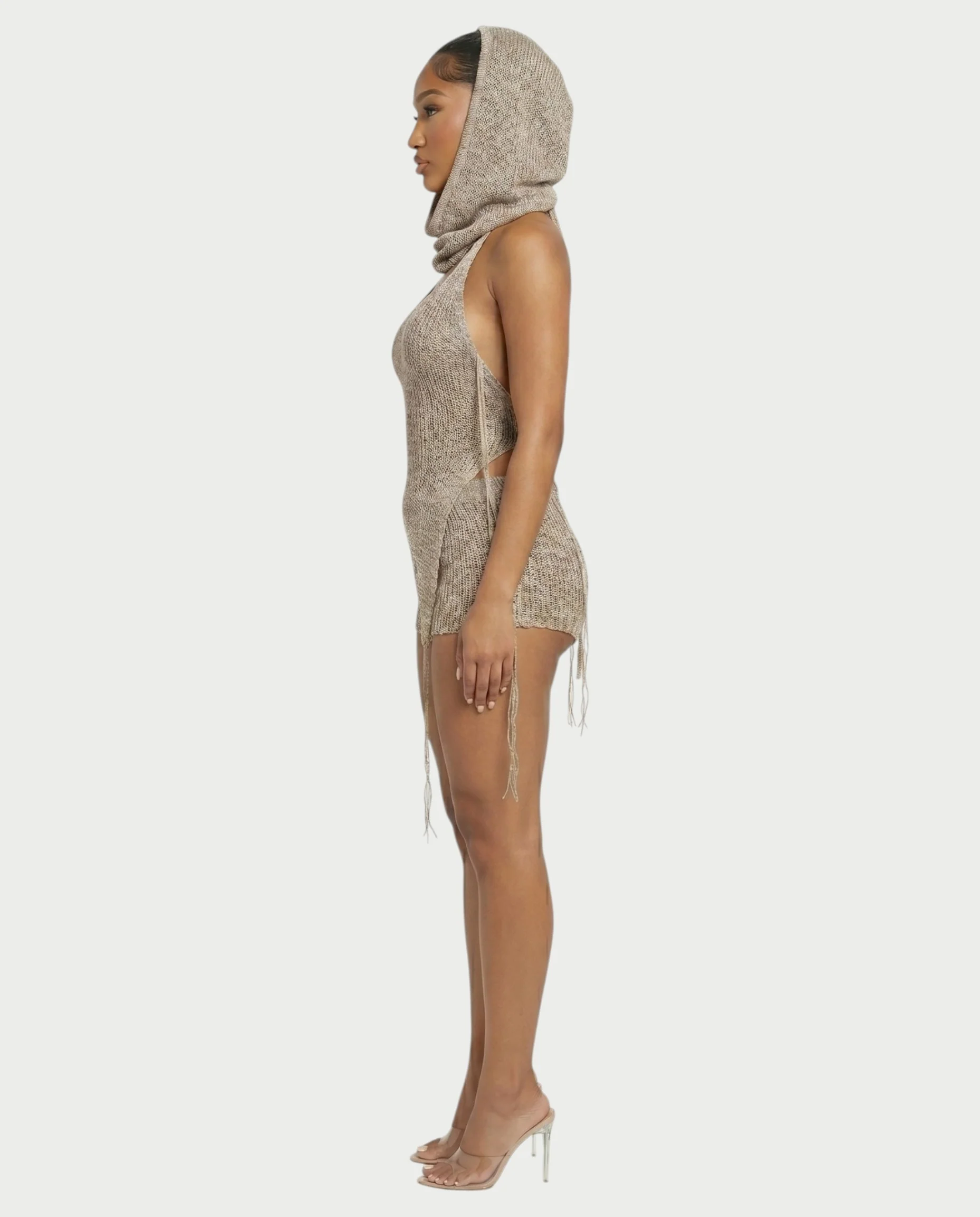ZELISSE 3-Piece Halter Top, Shorts & Hooded Scarf Set - Image 18
