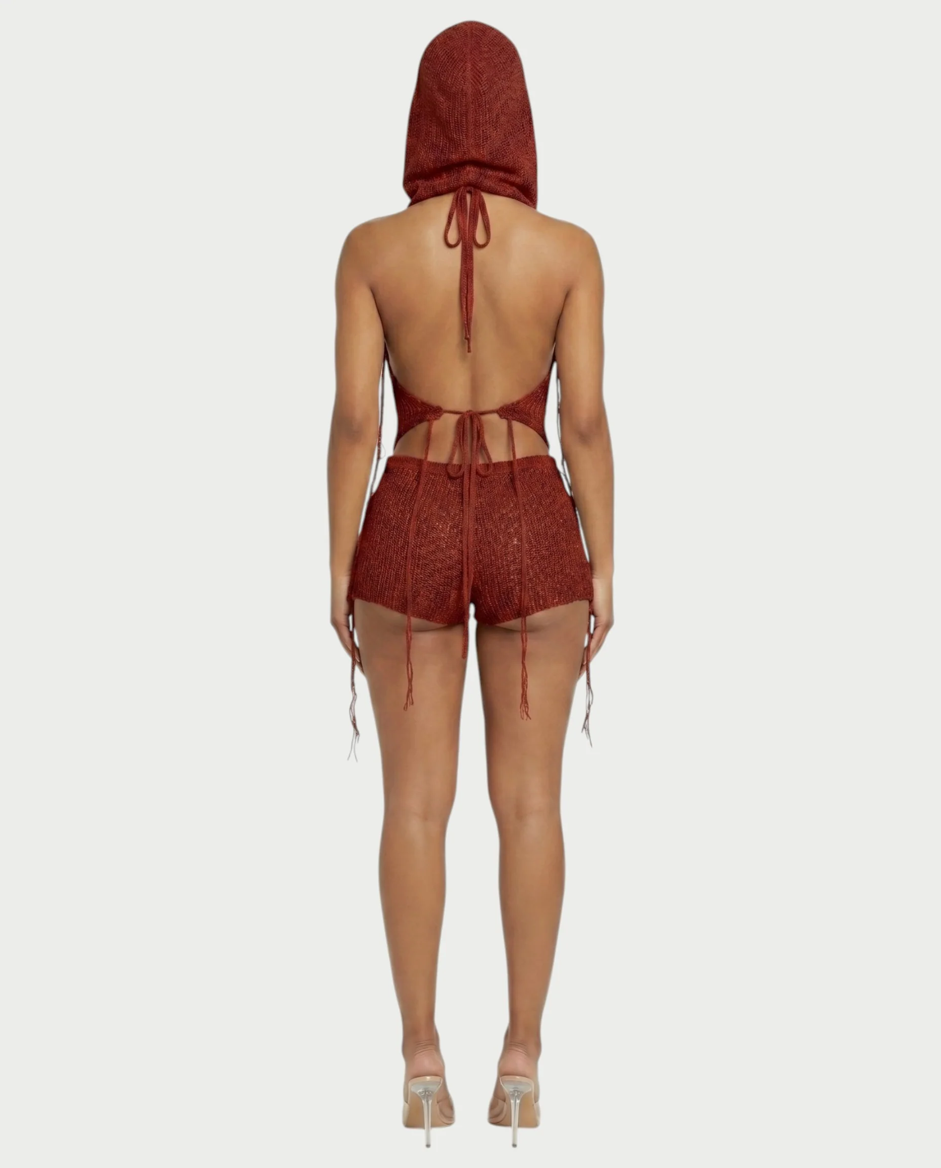 ZELISSE 3-Piece Halter Top, Shorts & Hooded Scarf Set - Image 27