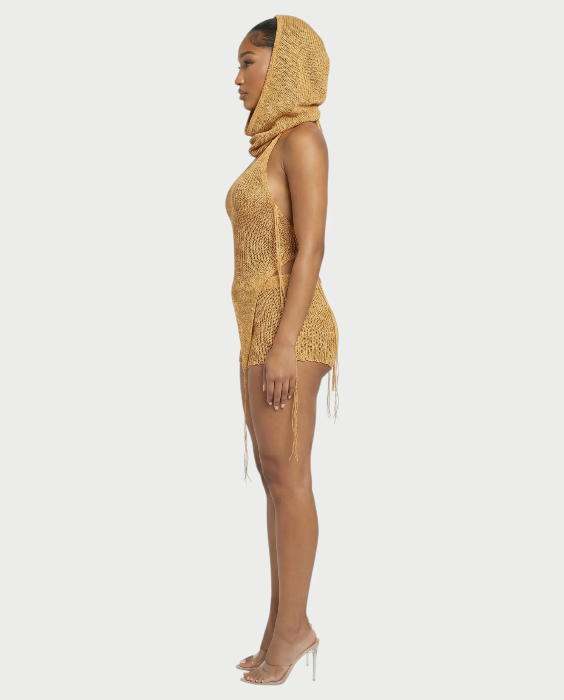 ZELISSE 3-Piece Halter Top, Shorts & Hooded Scarf Set - Image 3