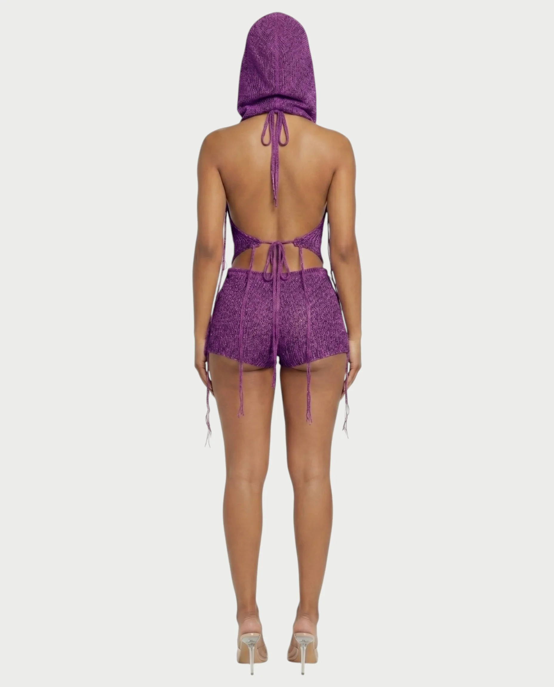 ZELISSE 3-Piece Halter Top, Shorts & Hooded Scarf Set - Image 32